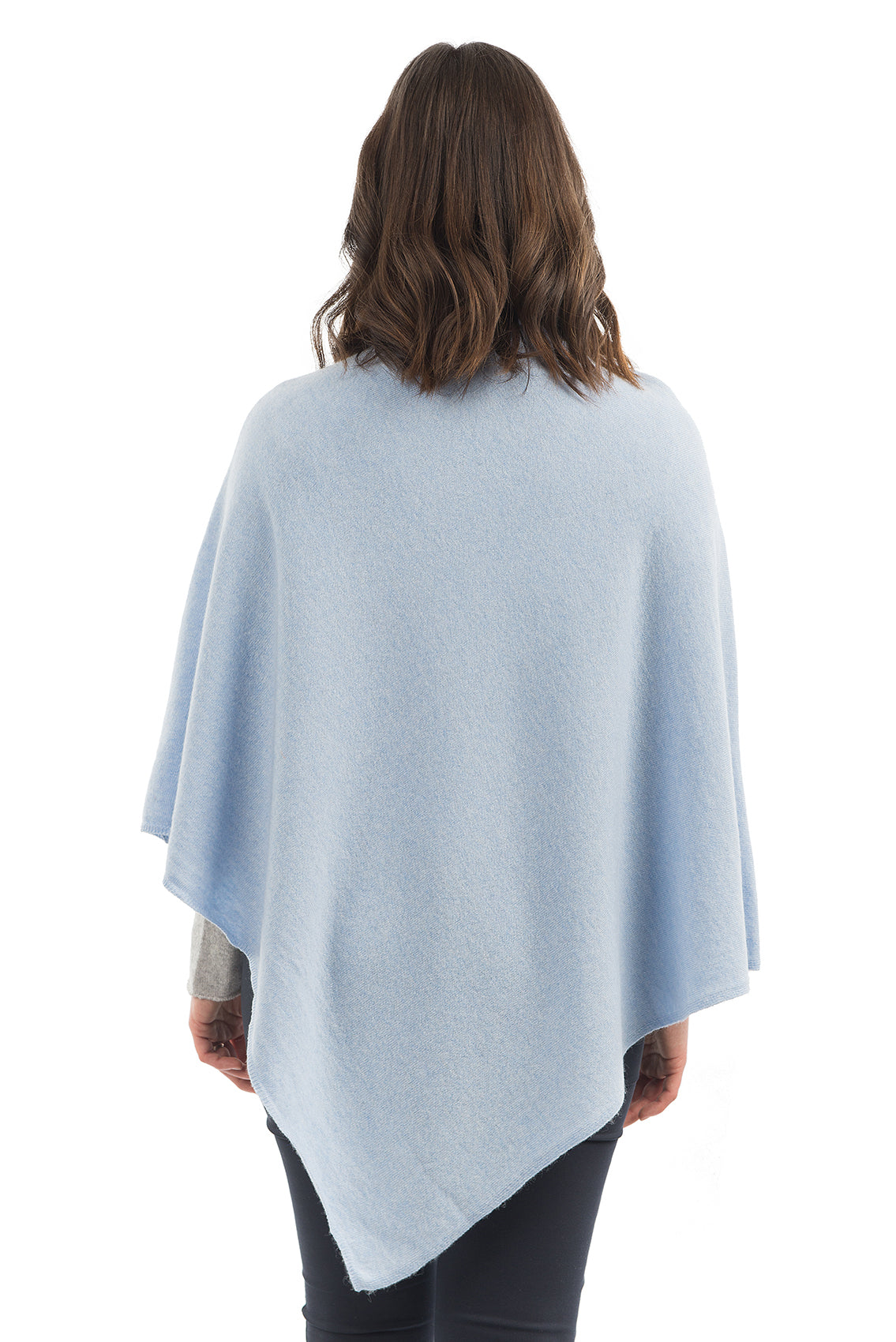 Cashmere blend poncho, colour Sky, view 3 | Dalle Piane Cashmere