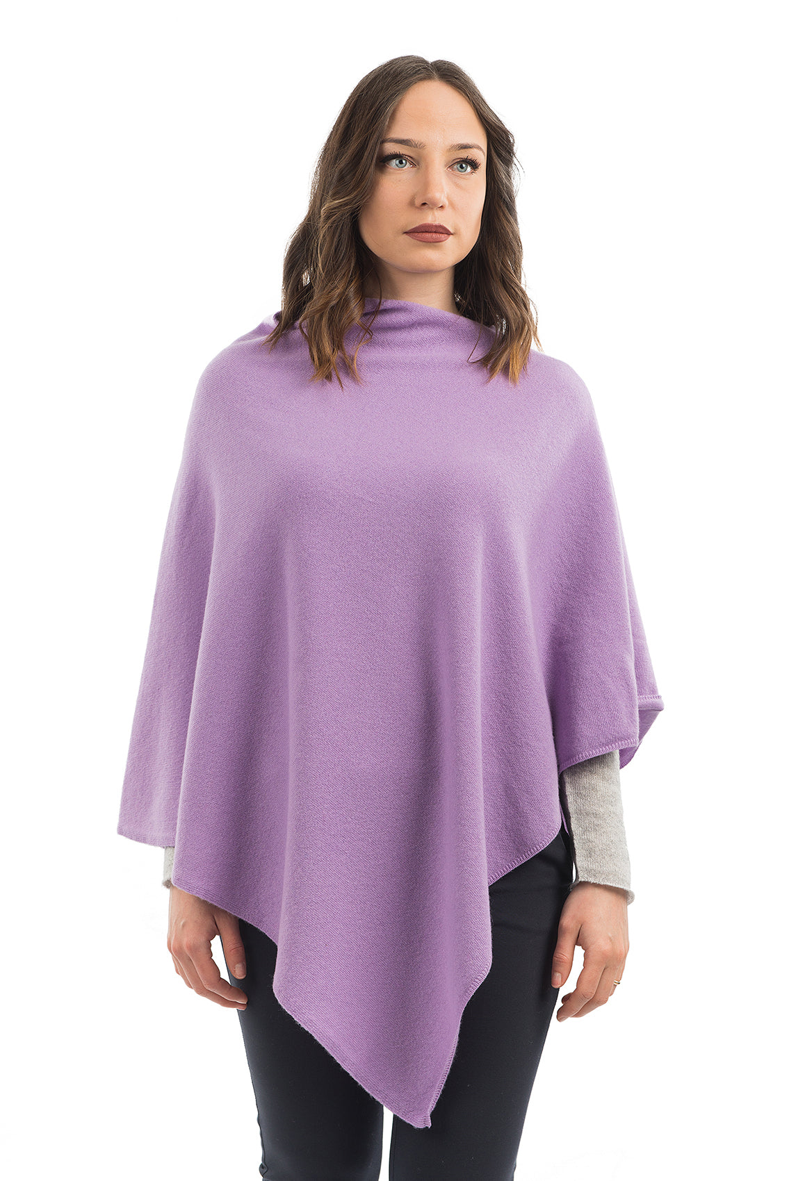 Cashmere blend poncho, colour Lilac | Dalle Piane Cashmere