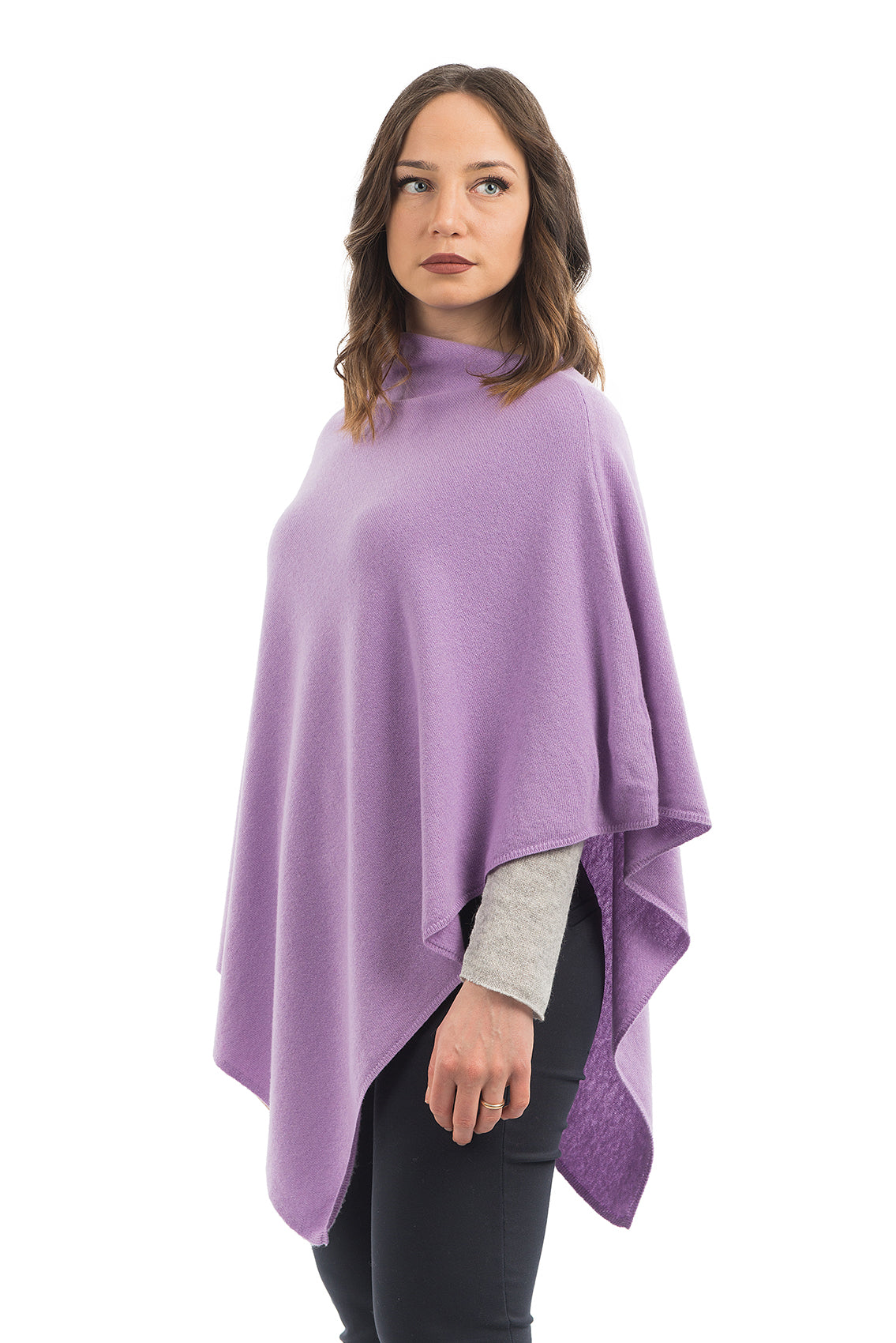 Cashmere blend poncho, colour Lilac, view 2 | Dalle Piane Cashmere
