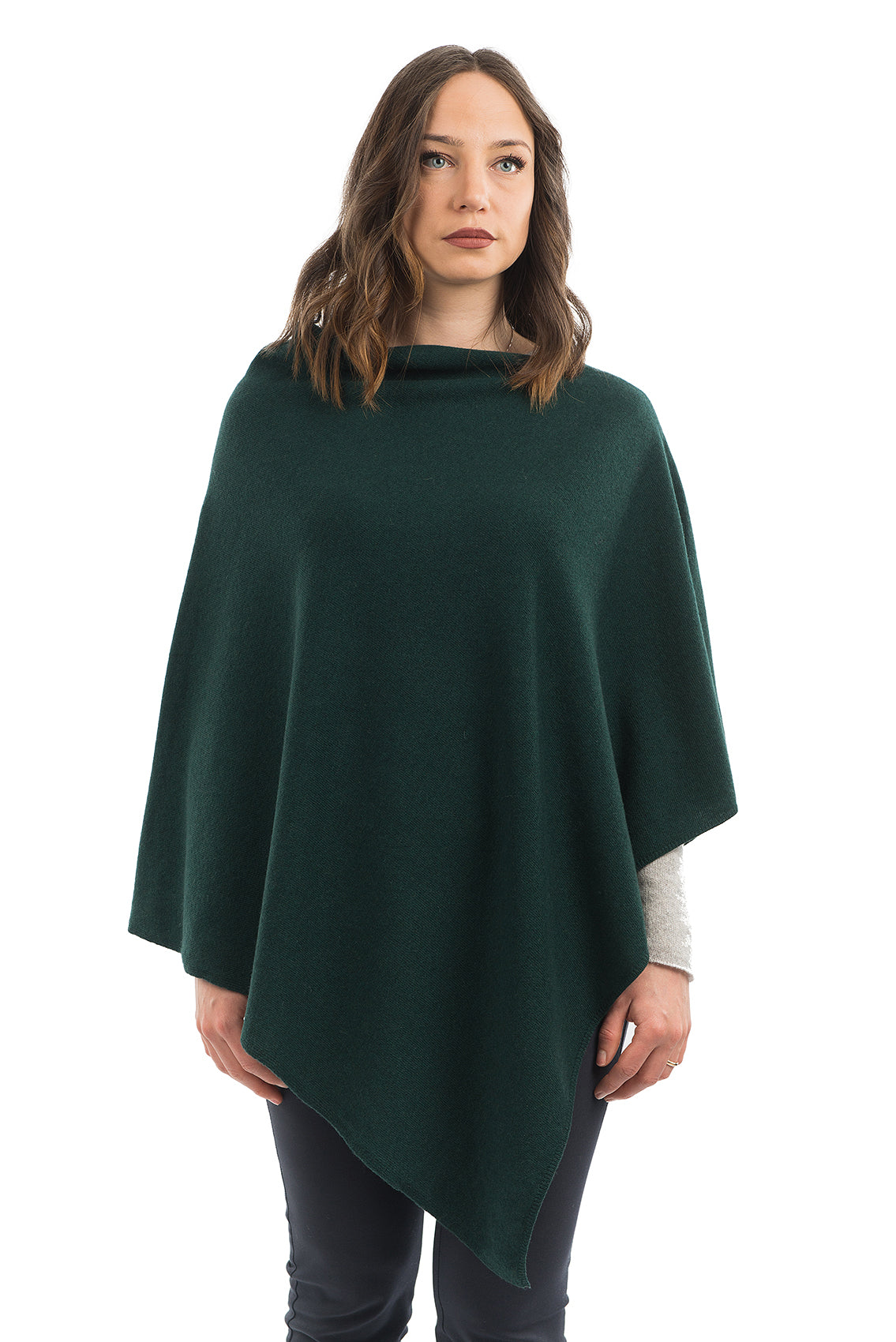Cashmere blend poncho, colour Green | Dalle Piane Cashmere