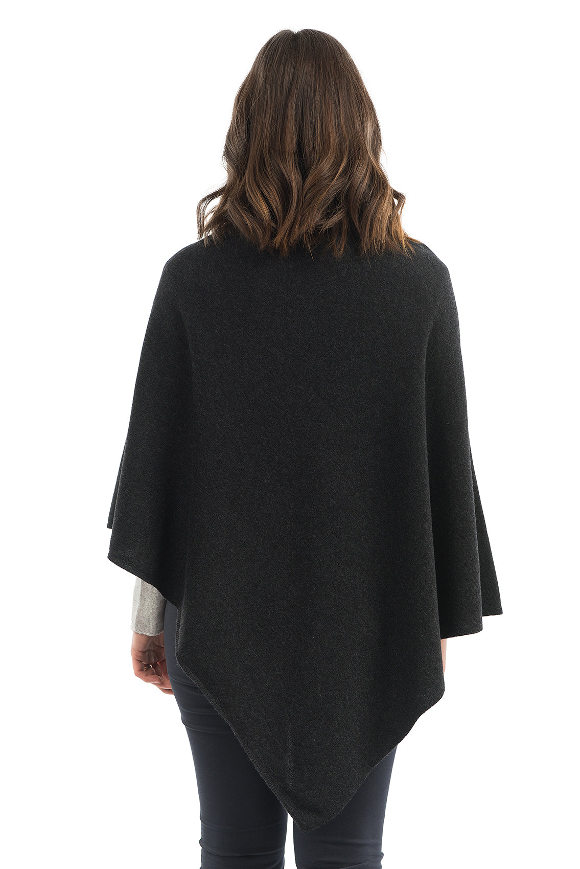 Cashmere blend poncho, colour Anthracite, view 3 | Dalle Piane Cashmere