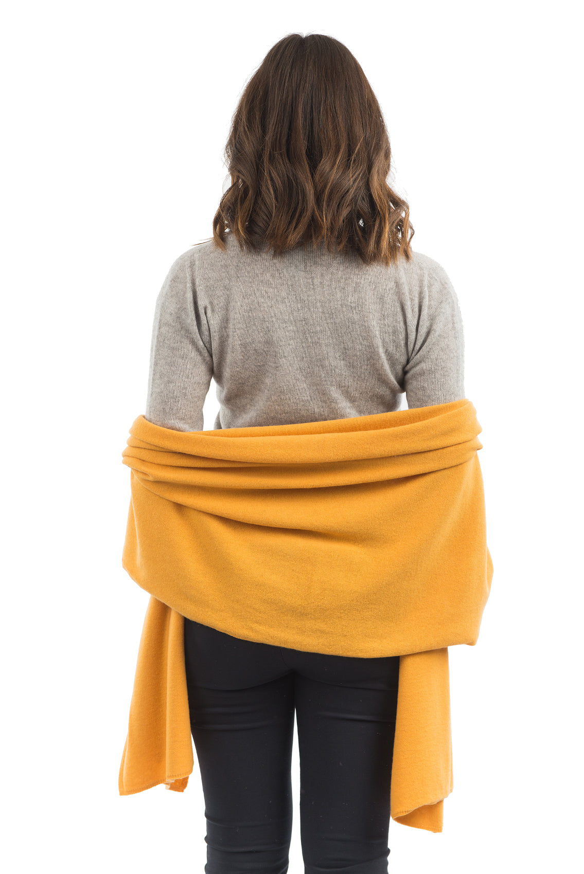 Women's cashmere blend wrap, colour Yellow, view 3 | Dalle Piane Cashmere