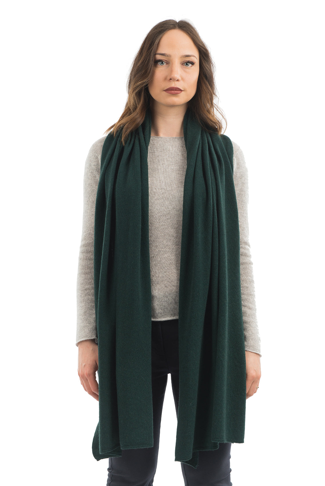 Women's cashmere blend wrap, colour Green | Dalle Piane Cashmere