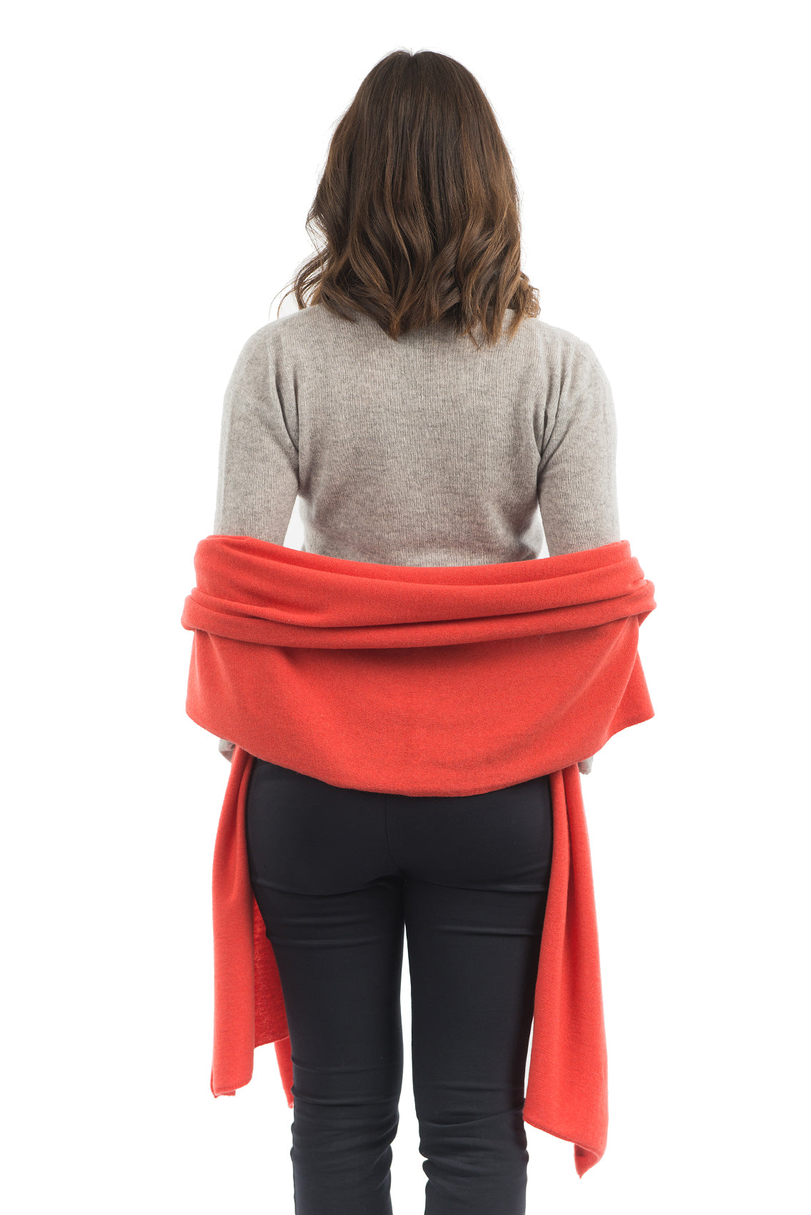 Women's cashmere blend wrap, colour Orange, view 3 | Dalle Piane Cashmere