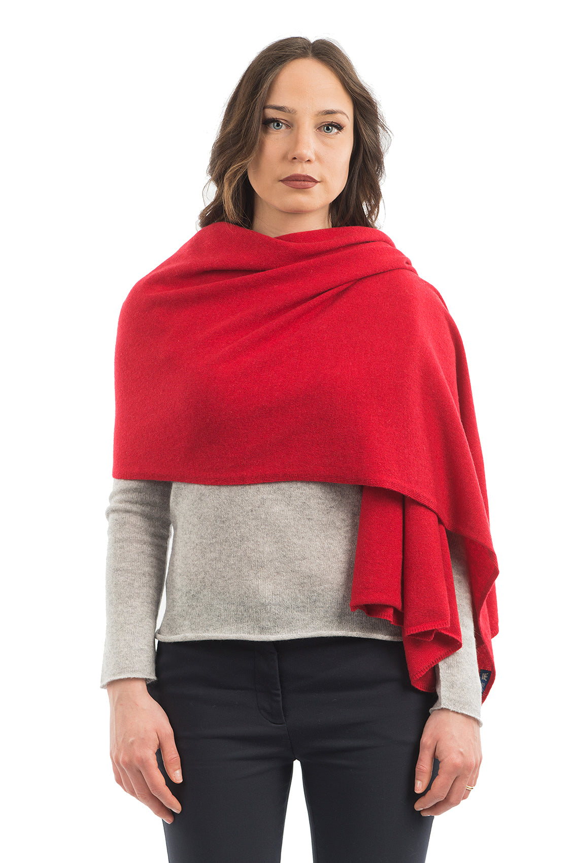 Women's cashmere blend wrap, colour Red, view 2 | Dalle Piane Cashmere