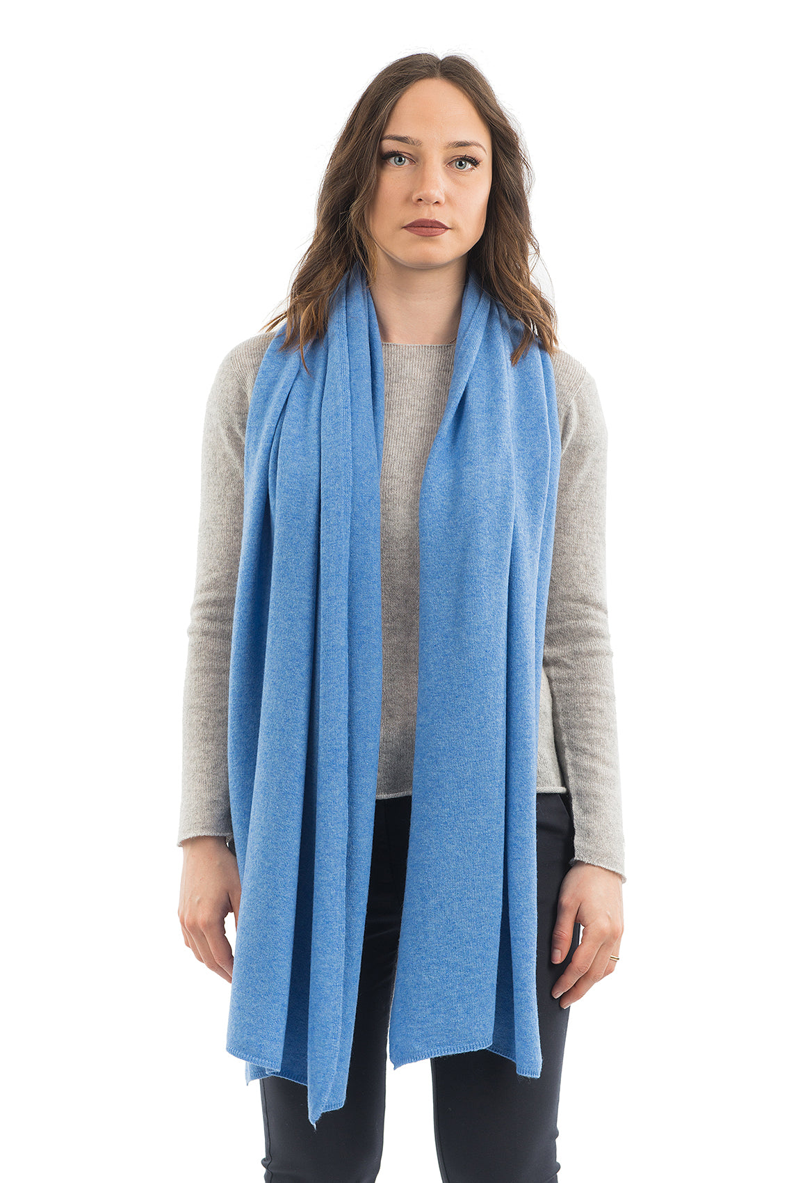Women's cashmere blend wrap, colour Light Blue | Dalle Piane Cashmere