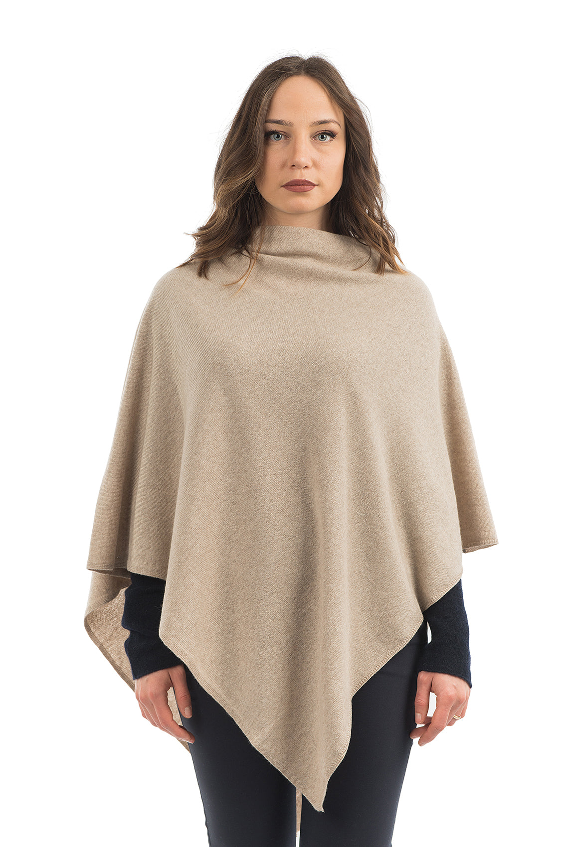 Cashmere blend poncho, colour Beige | Dalle Piane Cashmere