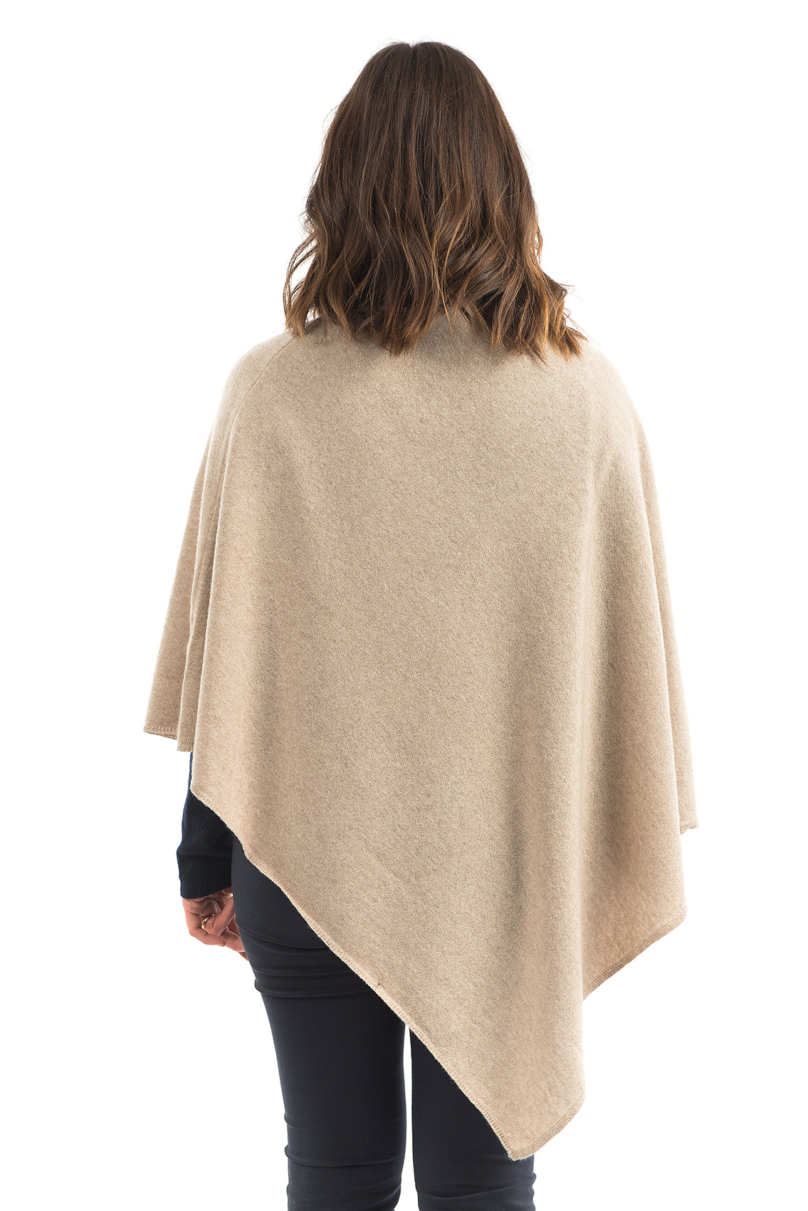 Cashmere blend poncho, colour Beige, view 3 | Dalle Piane Cashmere