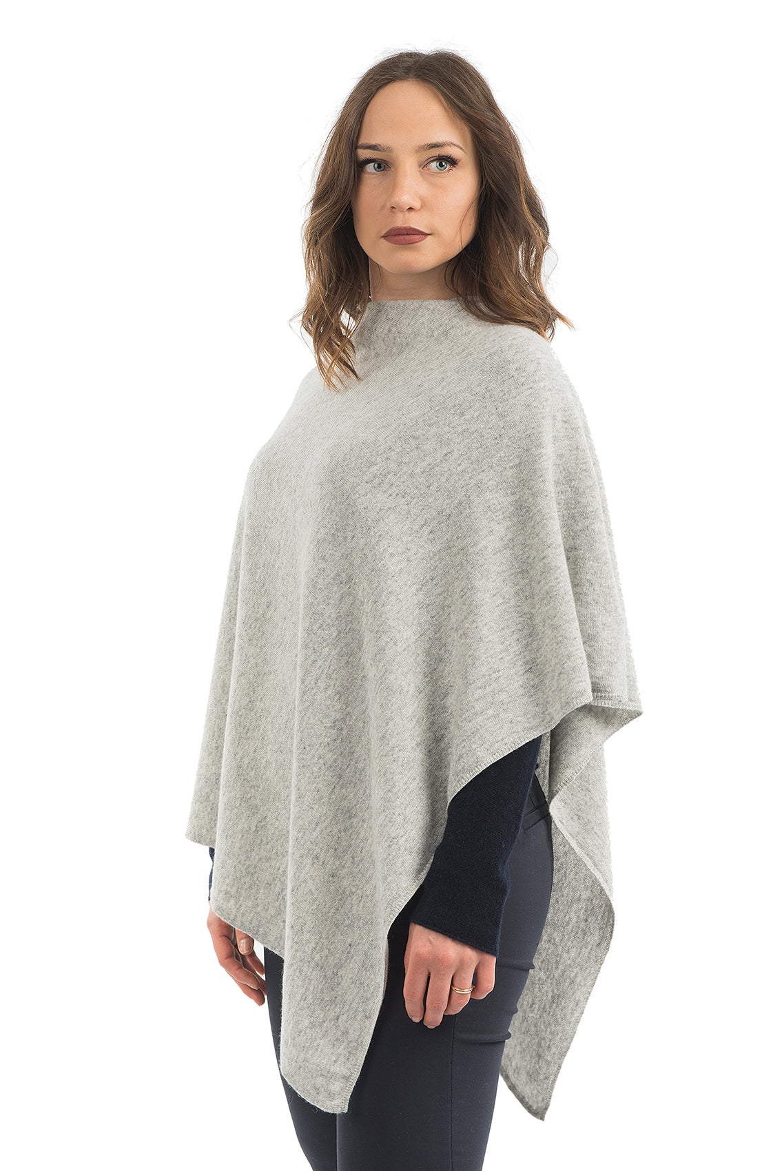 Cashmere blend poncho, colour Grey, view 2 | Dalle Piane Cashmere