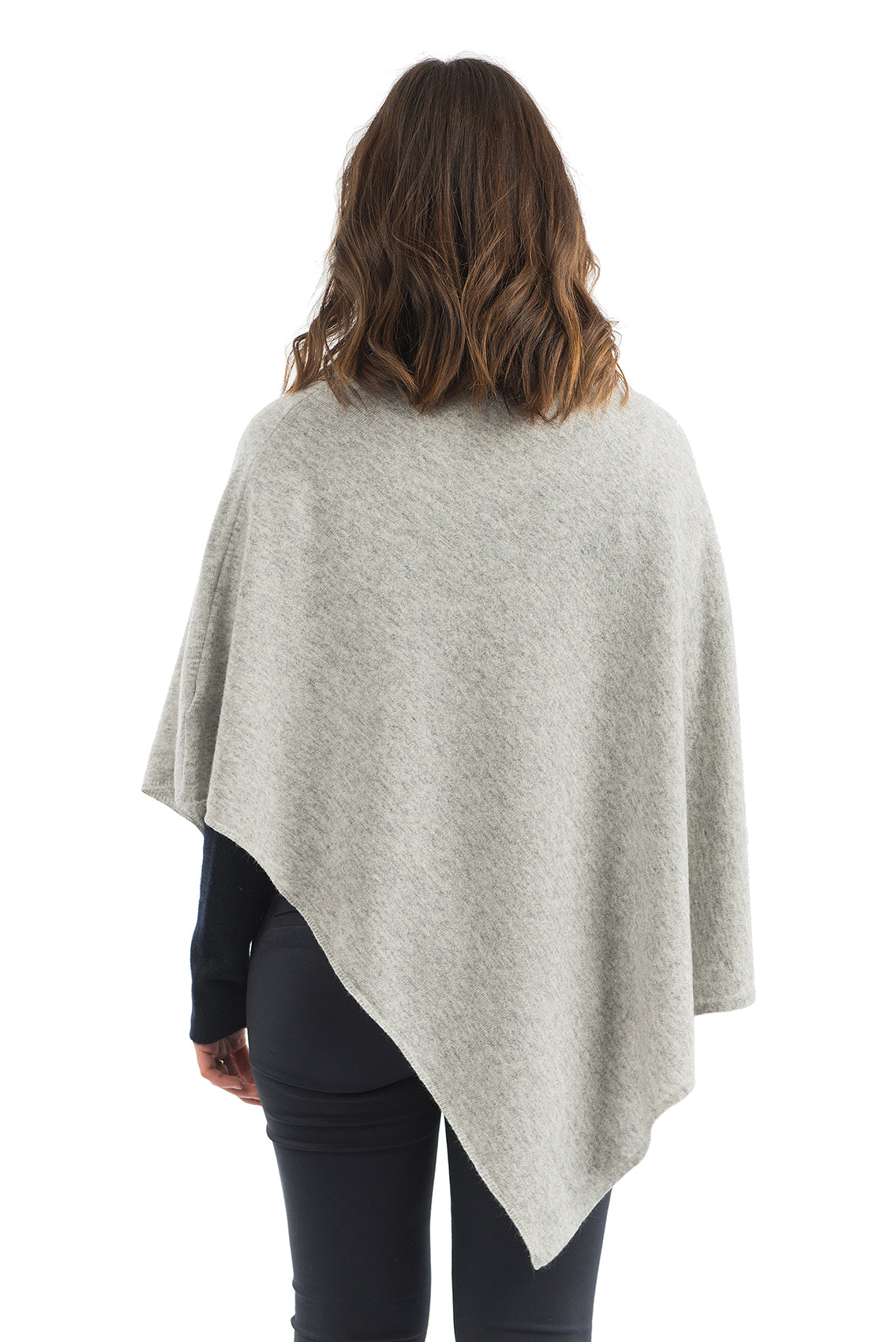 Cashmere blend poncho, colour Grey, view 3 | Dalle Piane Cashmere