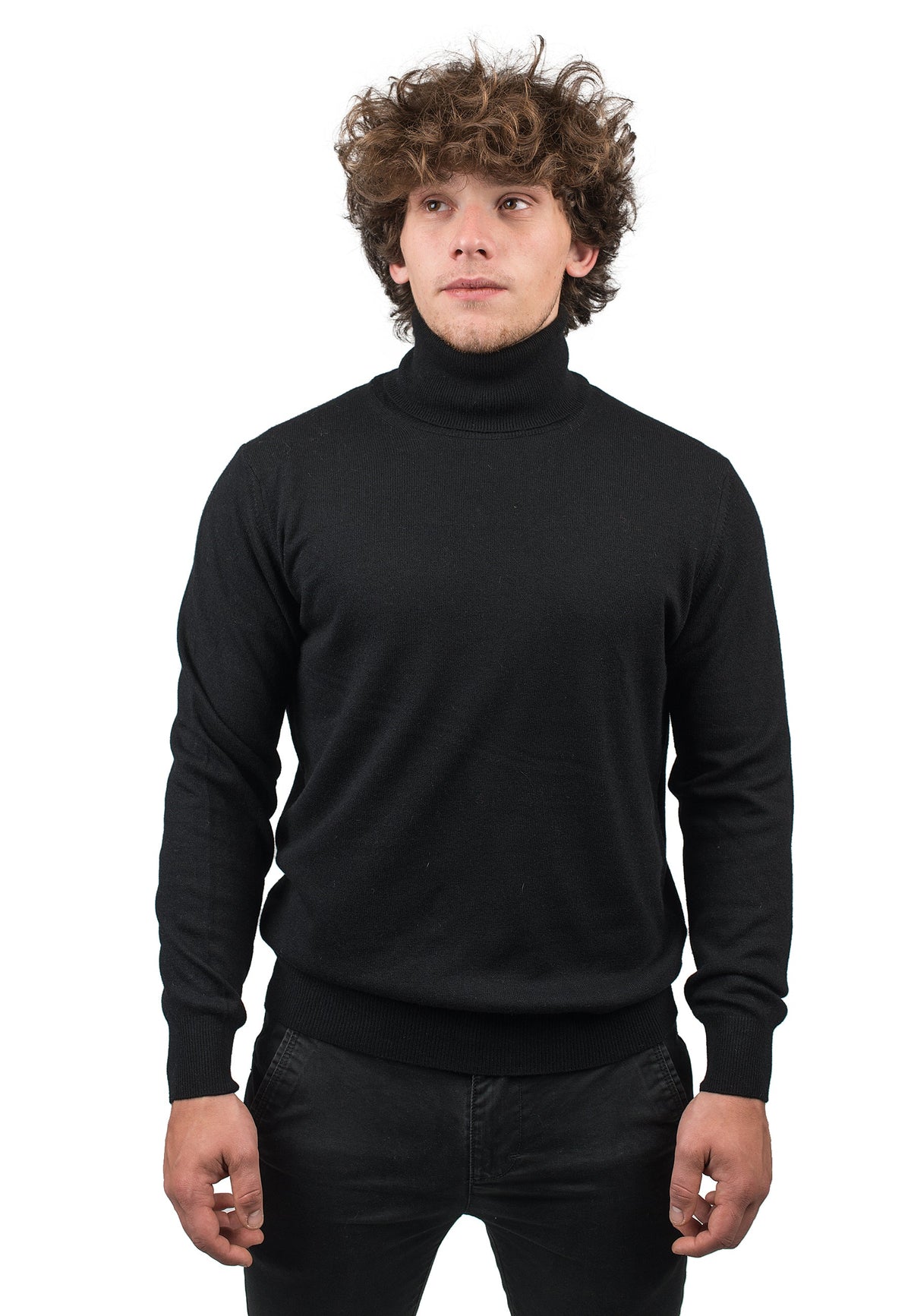 Men's cashmere blend turtleneck, colour Black | Dalle Piane Cashmere
