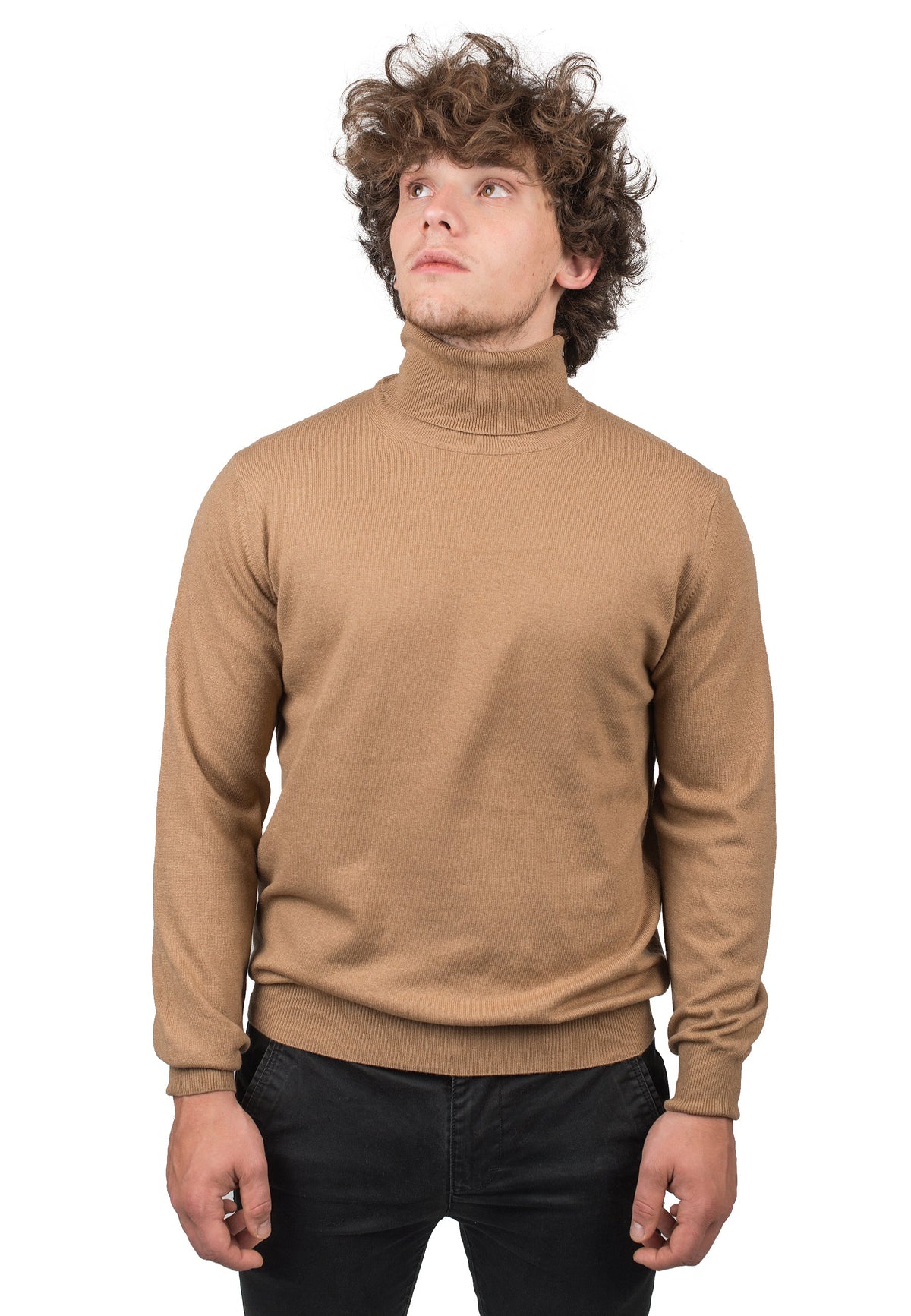 Men's cashmere blend turtleneck, colour Camel | Dalle Piane Cashmere