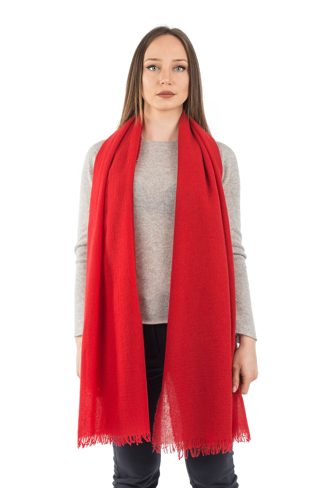 Women's 100% cashmere pashmina, colour Red | Dalle Piane Cashmere