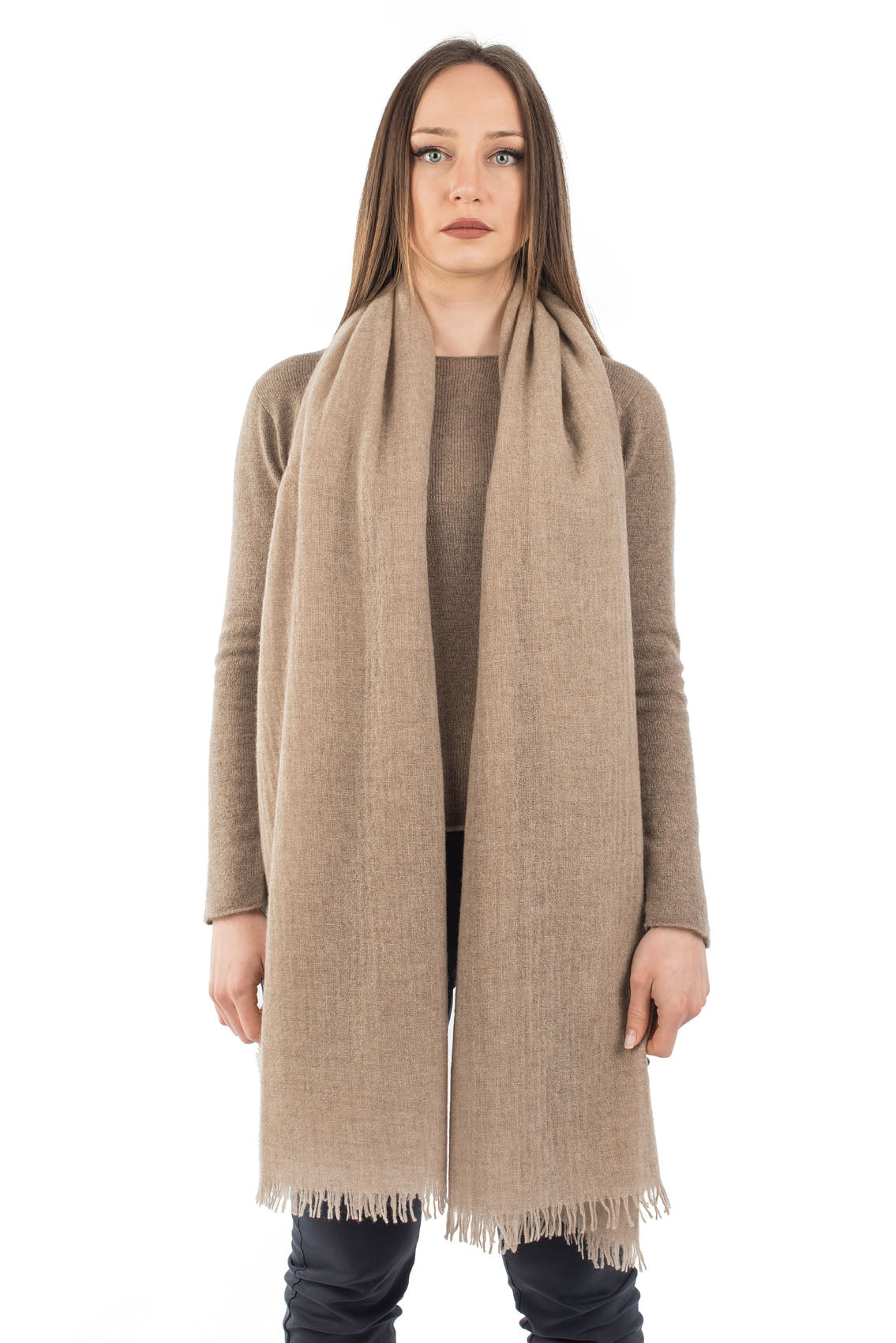 Women's 100% cashmere pashmina, colour Mink | Dalle Piane Cashmere