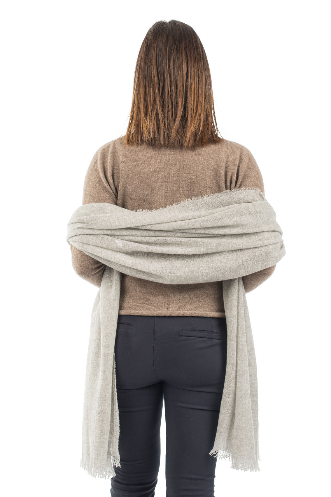 Women's 100% cashmere pashmina, colour Grey, view 3 | Dalle Piane Cashmere