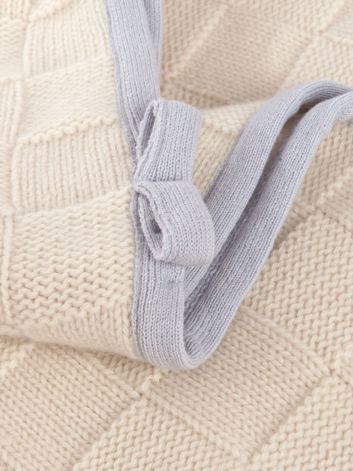 100% cashmere baby blanket with contrast edge, colour Sky, view 3 | Dalle Piane Cashmere