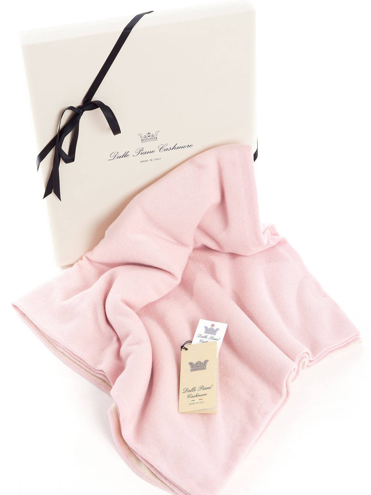 Two-tone 100% cashmere baby blanket, colour Pink | Dalle Piane Cashmere