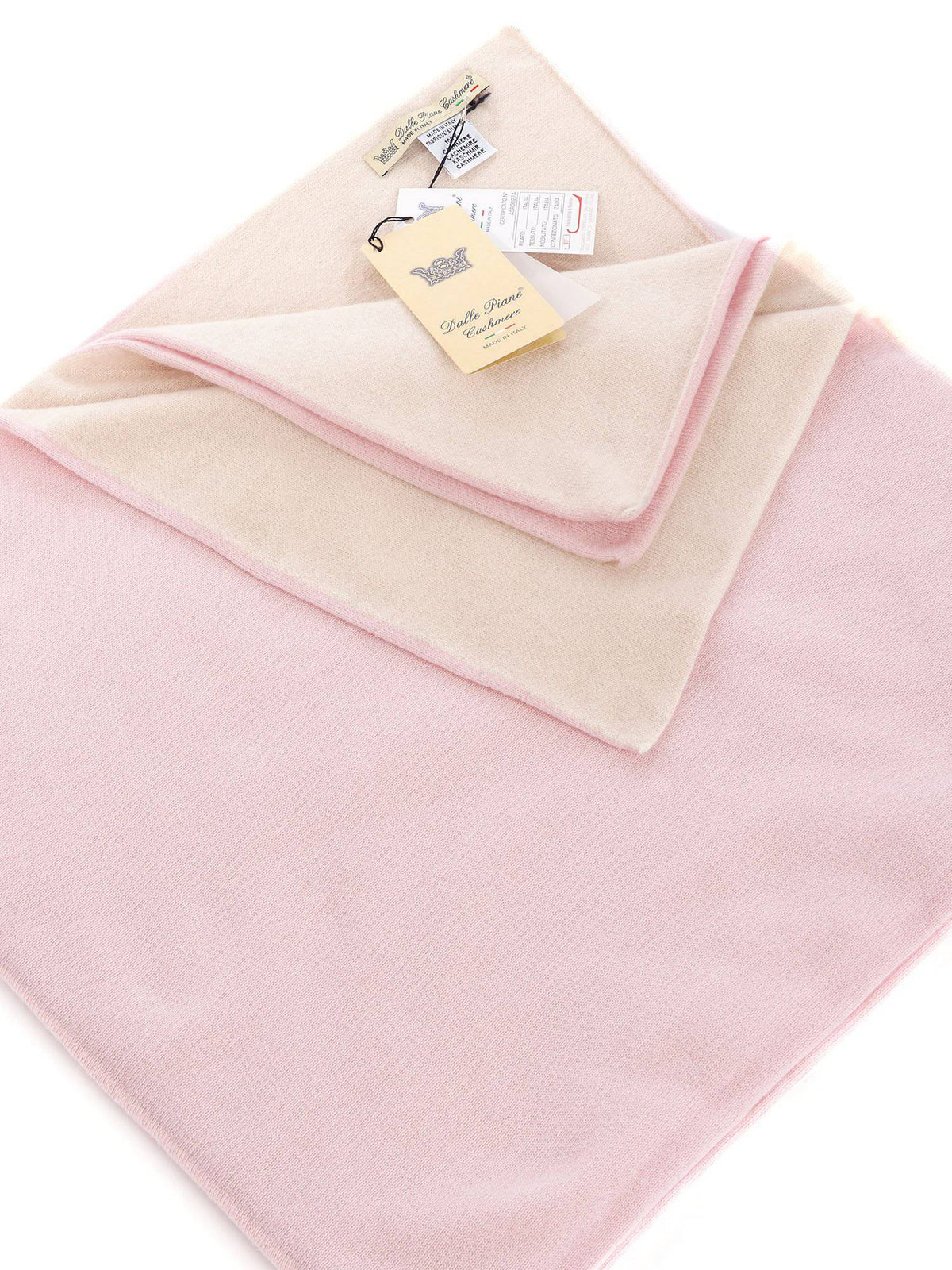 Two-tone 100% cashmere baby blanket, colour Pink, view 3 | Dalle Piane Cashmere