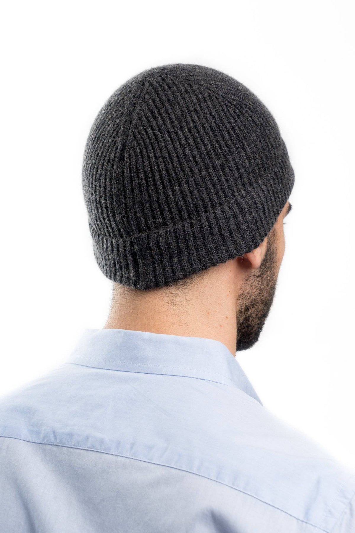 Men's fisherman's rib 100% cashmere beanie, colour Anthracite | Dalle Piane Cashmere