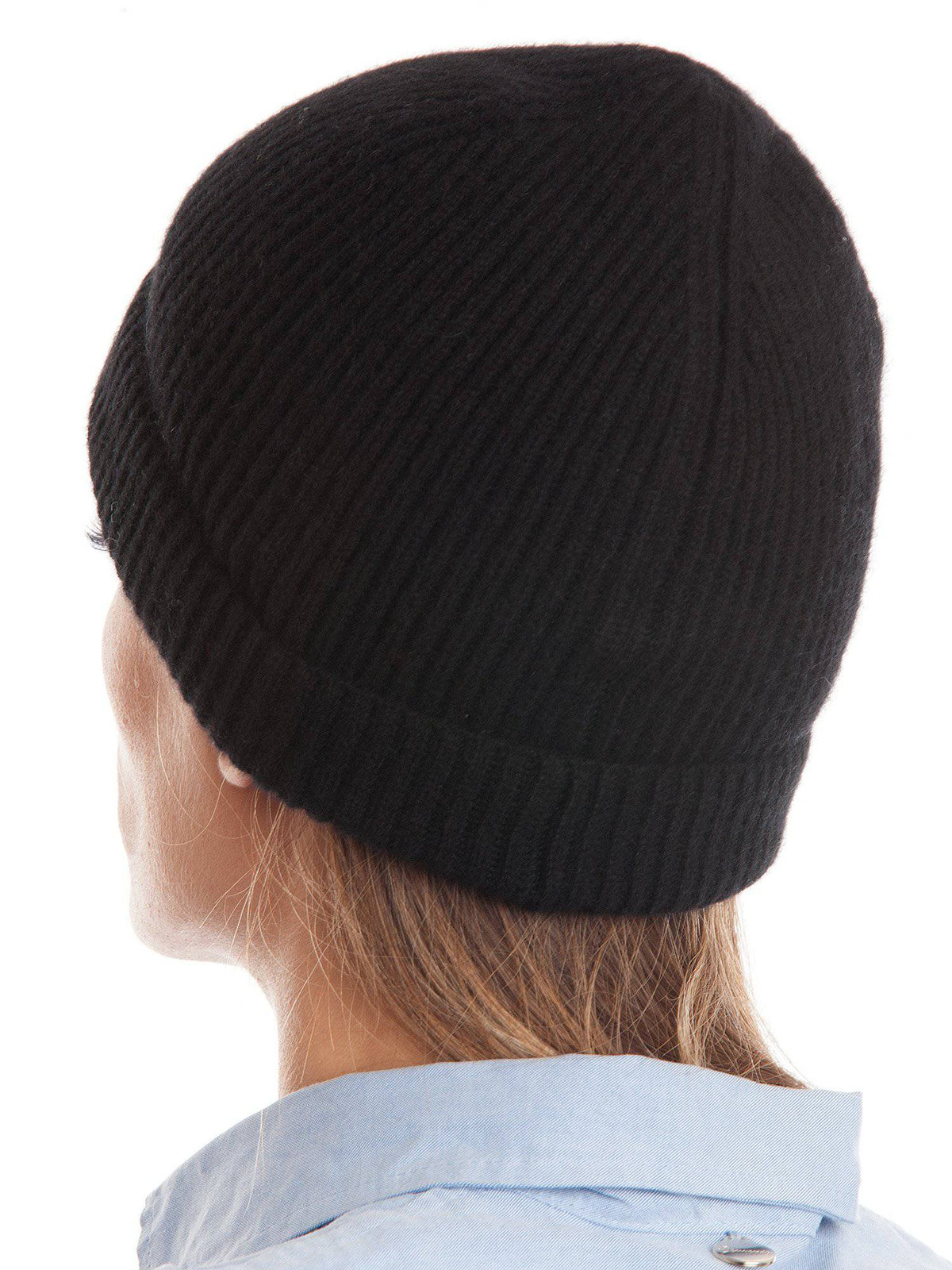 Women's fisherman's rib 100% cashmere beanie, colour Black | Dalle Piane Cashmere