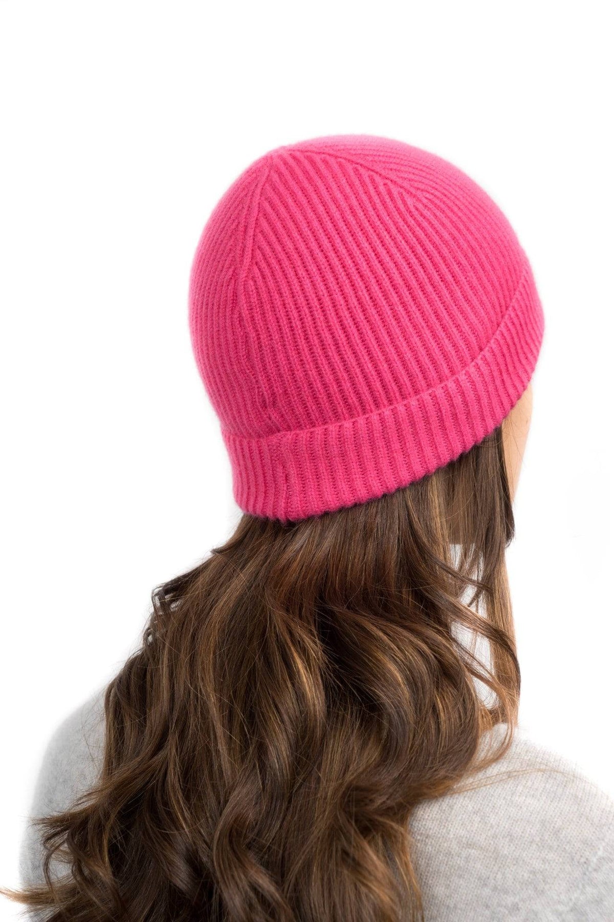 Women's fisherman's rib 100% cashmere beanie, colour Fuchsia | Dalle Piane Cashmere