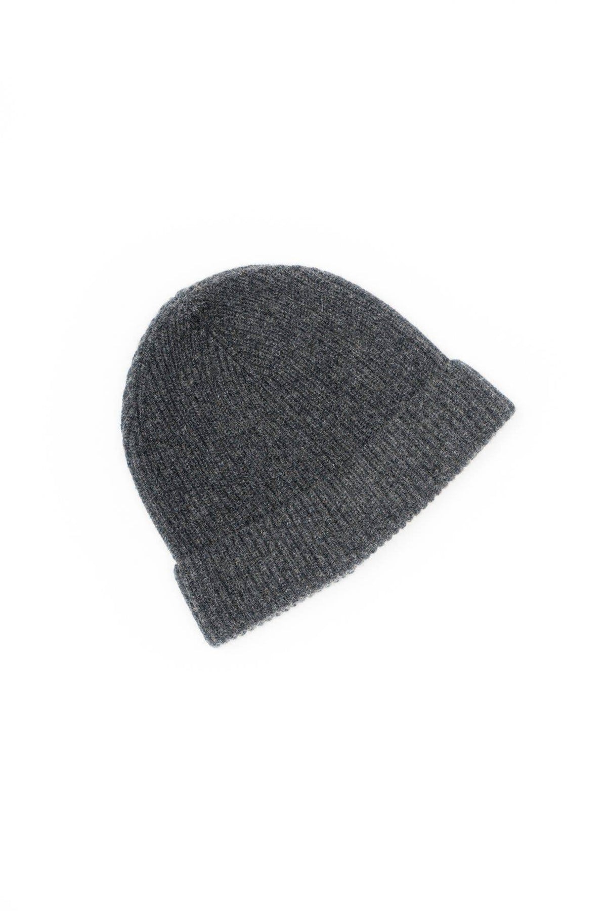 Women's fisherman's rib 100% cashmere beanie, colour Anthracite, view 2 | Dalle Piane Cashmere