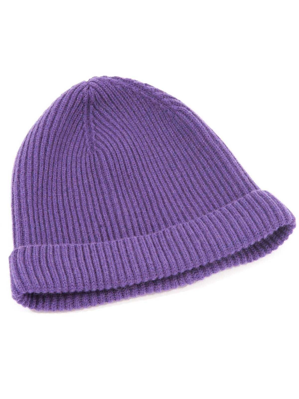 Women's fisherman's rib 100% cashmere beanie, colour Purple, view 6 | Dalle Piane Cashmere