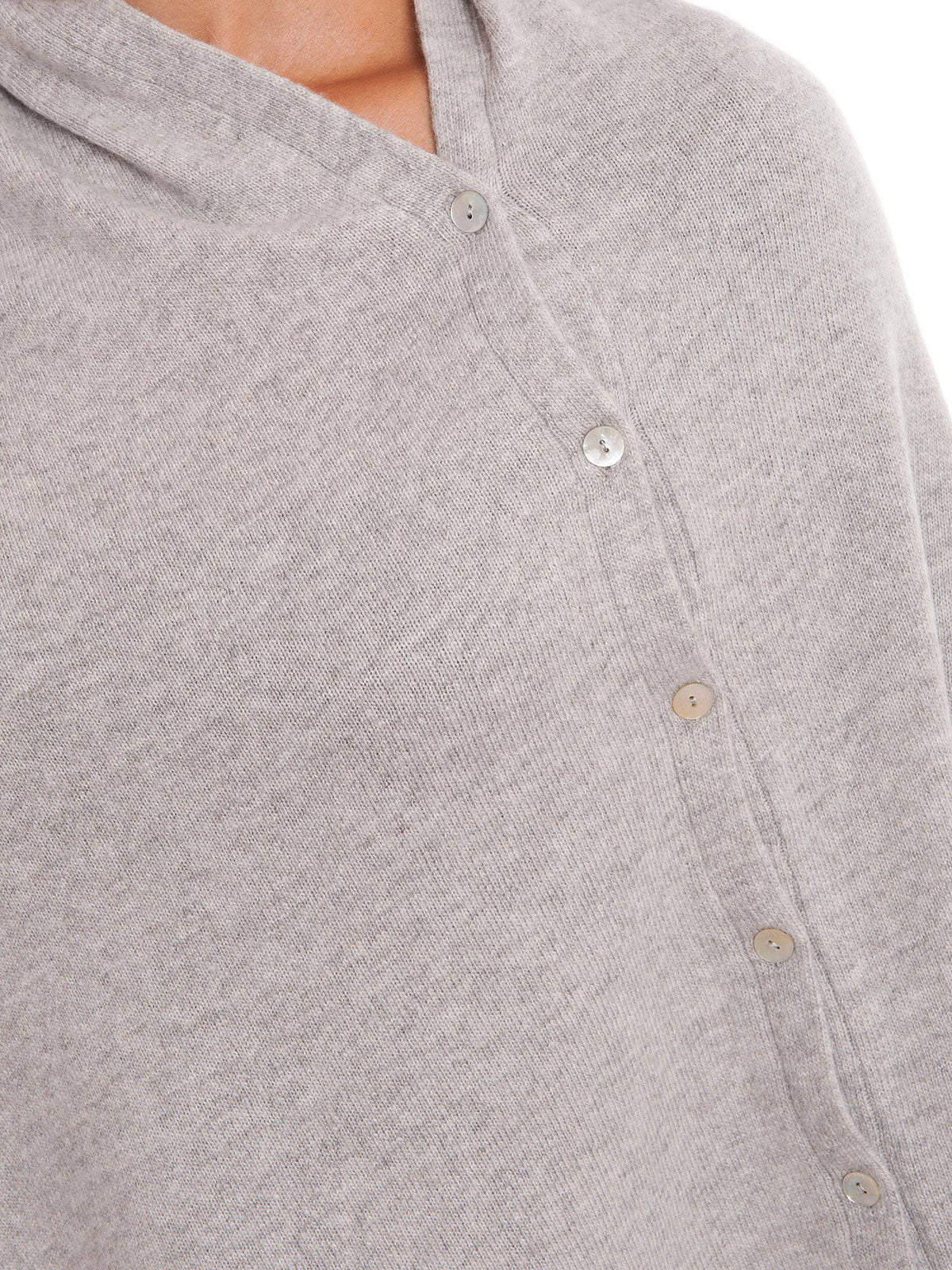 Cashmere blend poncho with buttons, colour Grey, view 4 | Dalle Piane Cashmere