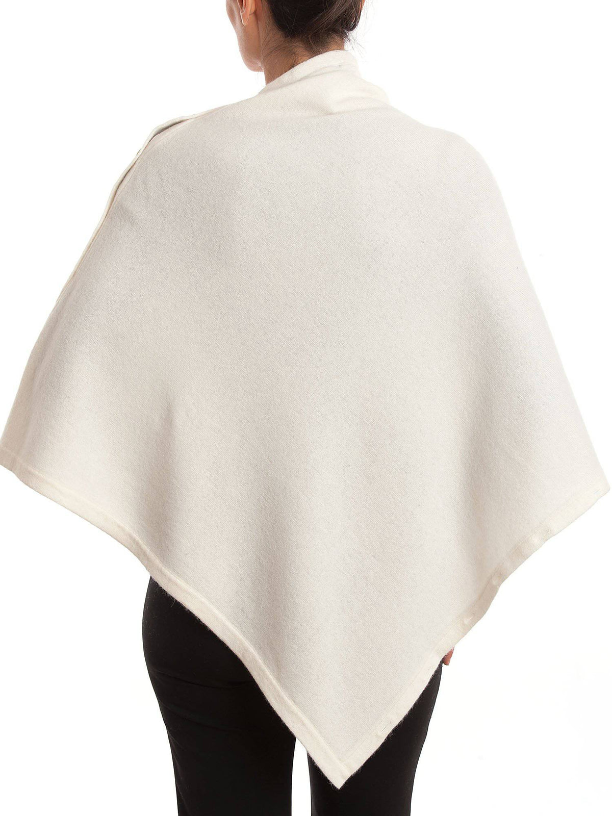 Cashmere blend poncho with buttons, colour Cream, view 4 | Dalle Piane Cashmere
