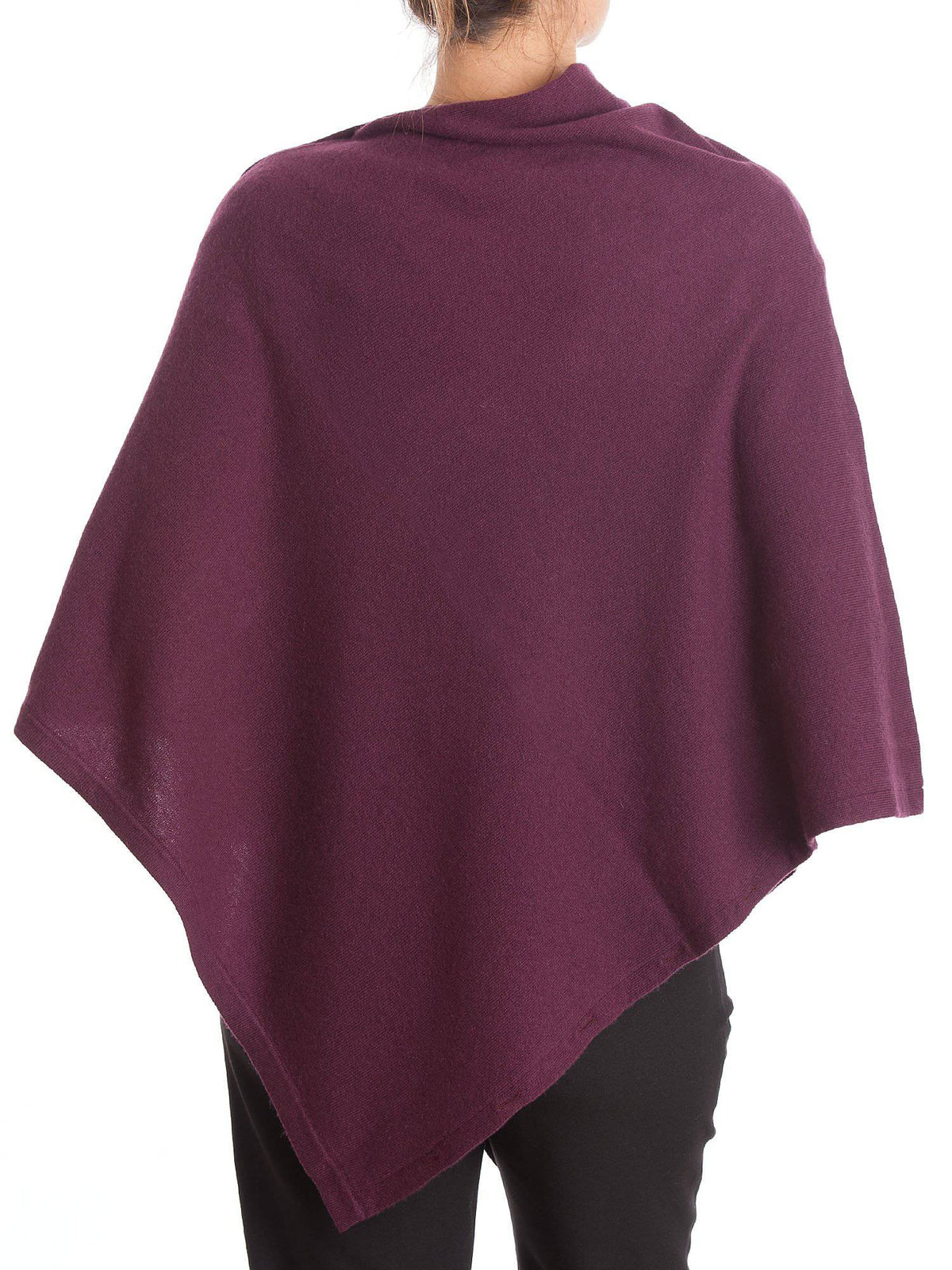Cashmere blend poncho with buttons, colour Bordeaux, view 3 | Dalle Piane Cashmere