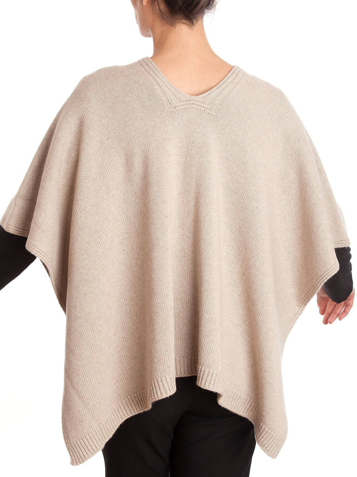 Cashmere blend cape with side buttons, colour Beige, view 4 | Dalle Piane Cashmere