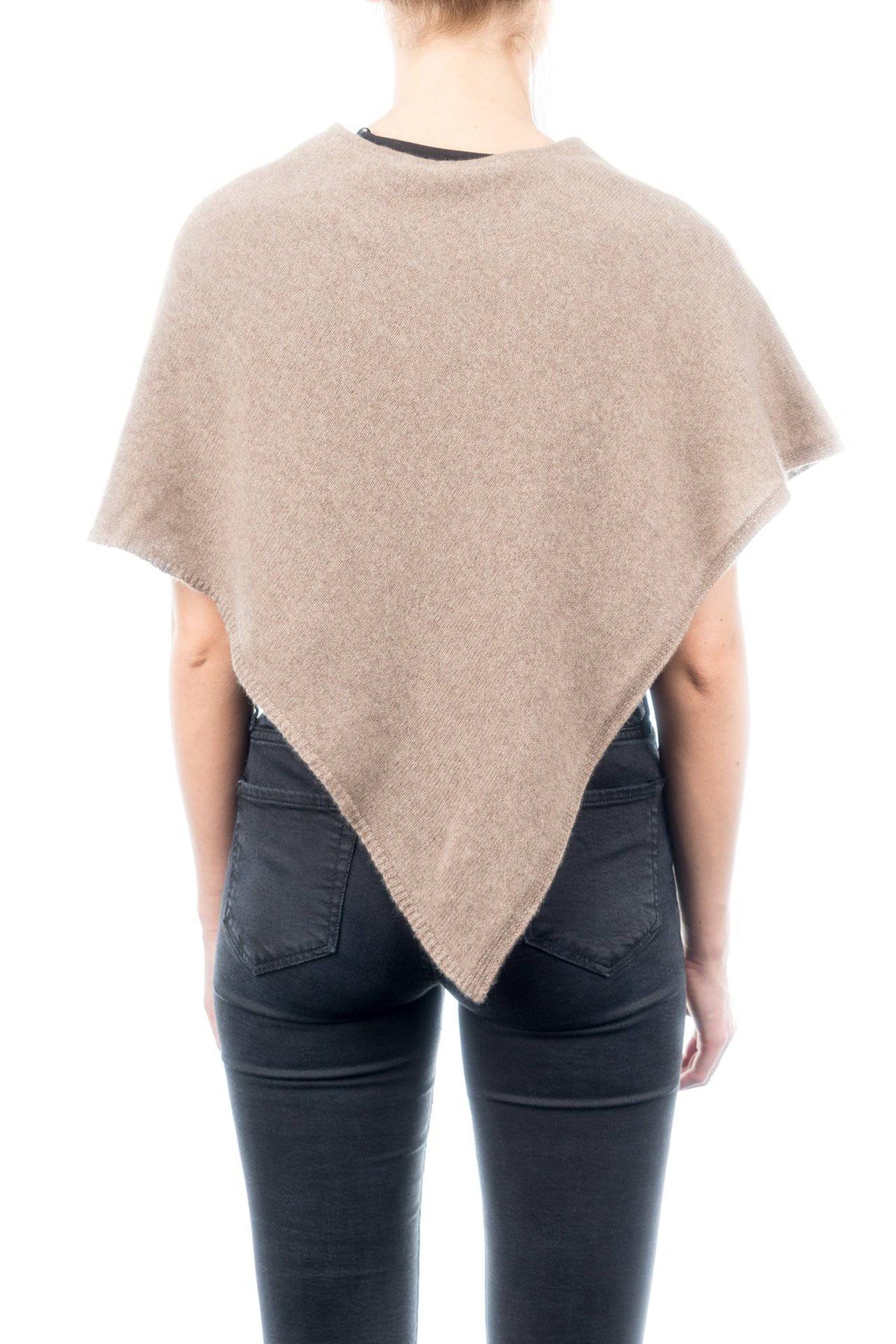 Short 100% cashmere poncho, colour Mink, view 3 | Dalle Piane Cashmere