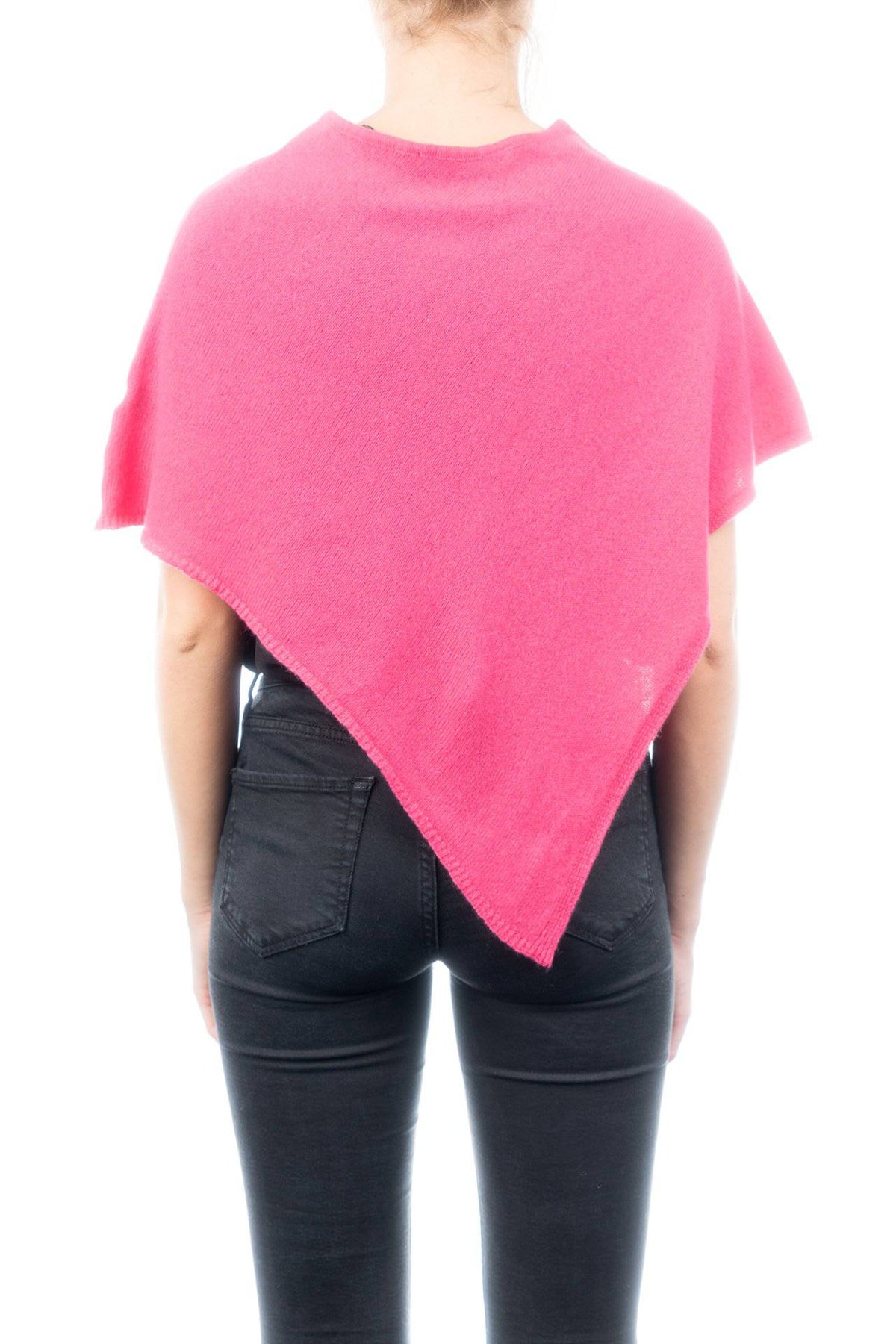 Short 100% cashmere poncho, colour Fuchsia, view 3 | Dalle Piane Cashmere