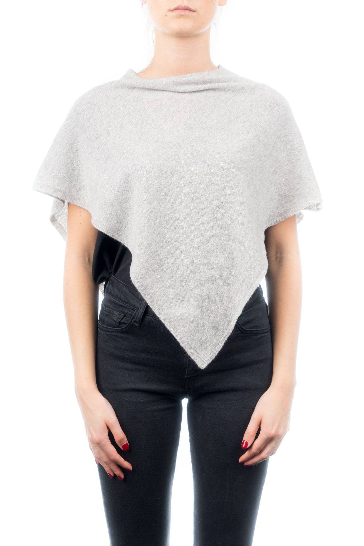 Short 100% cashmere poncho, colour Grey | Dalle Piane Cashmere