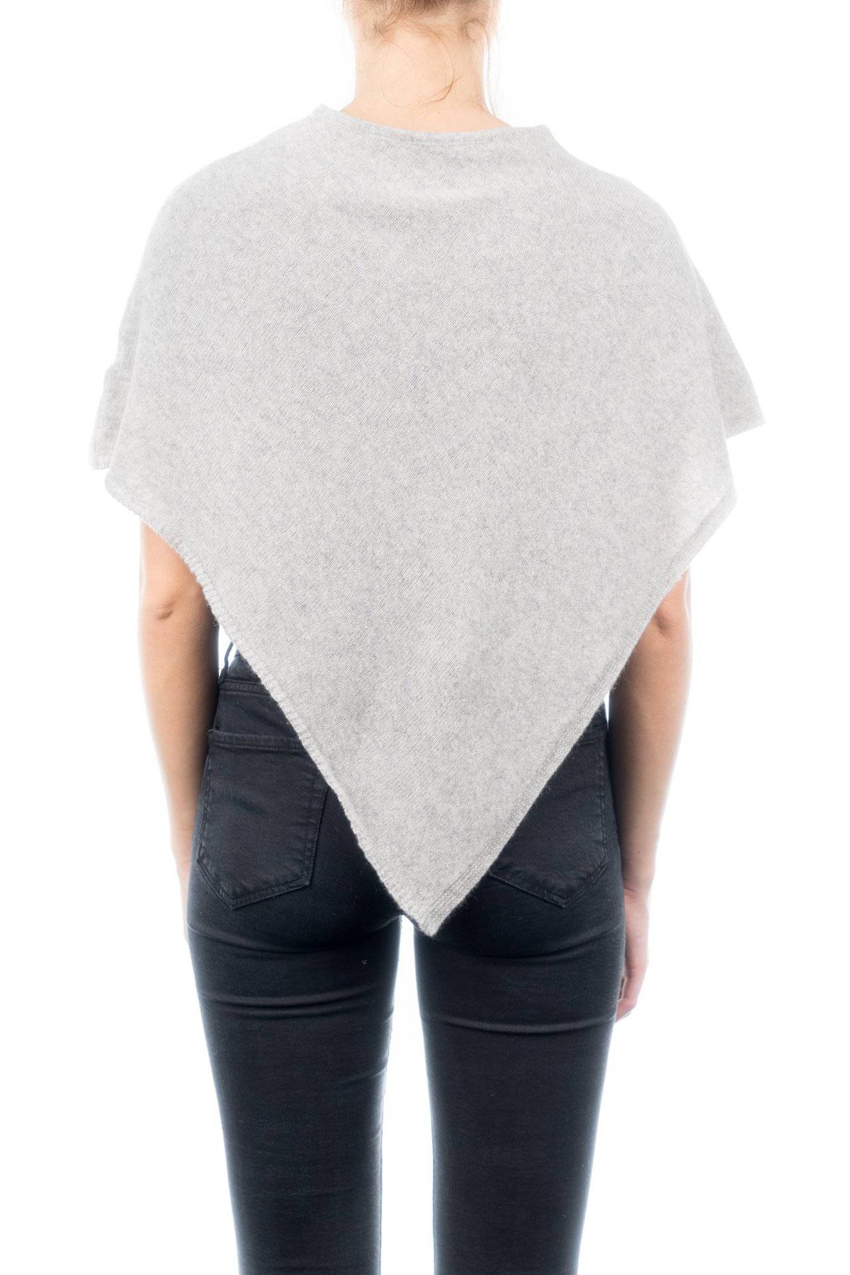 Short 100% cashmere poncho, colour Grey, view 3 | Dalle Piane Cashmere
