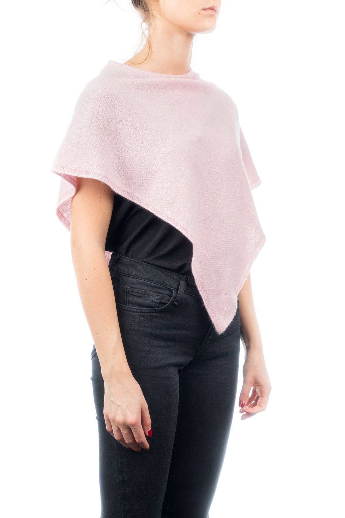 Short 100% cashmere poncho, colour Pink, view 2 | Dalle Piane Cashmere