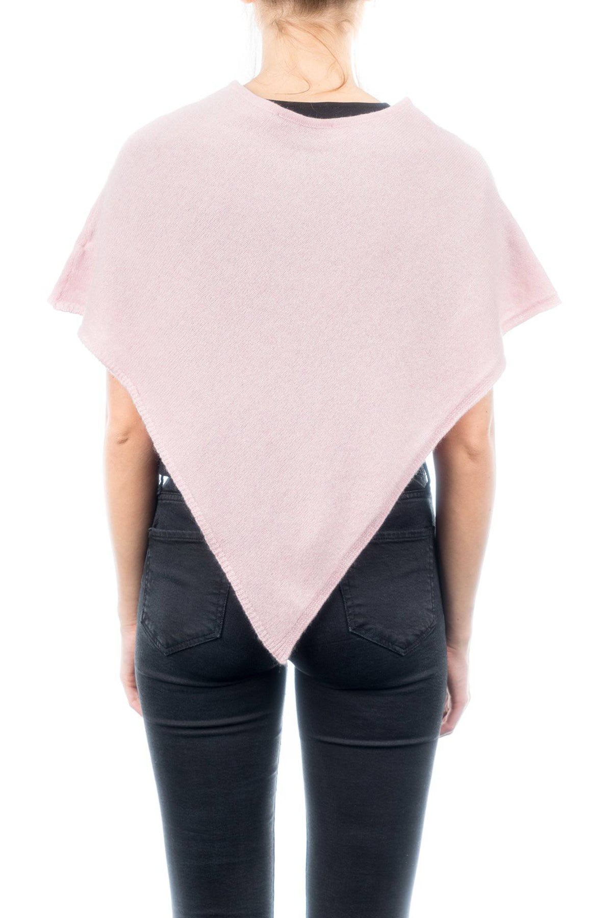 Short 100% cashmere poncho, colour Pink, view 3 | Dalle Piane Cashmere