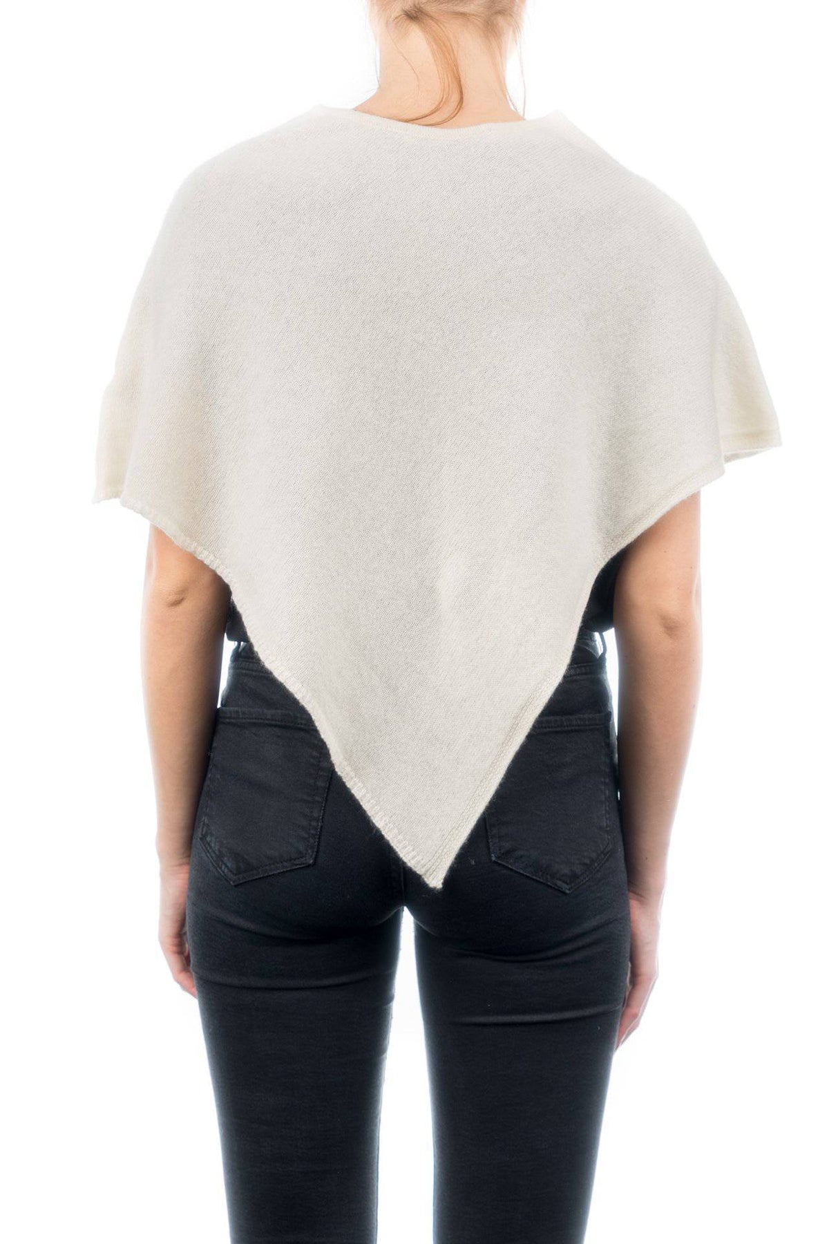 Short 100% cashmere poncho, colour Cream, view 3 | Dalle Piane Cashmere