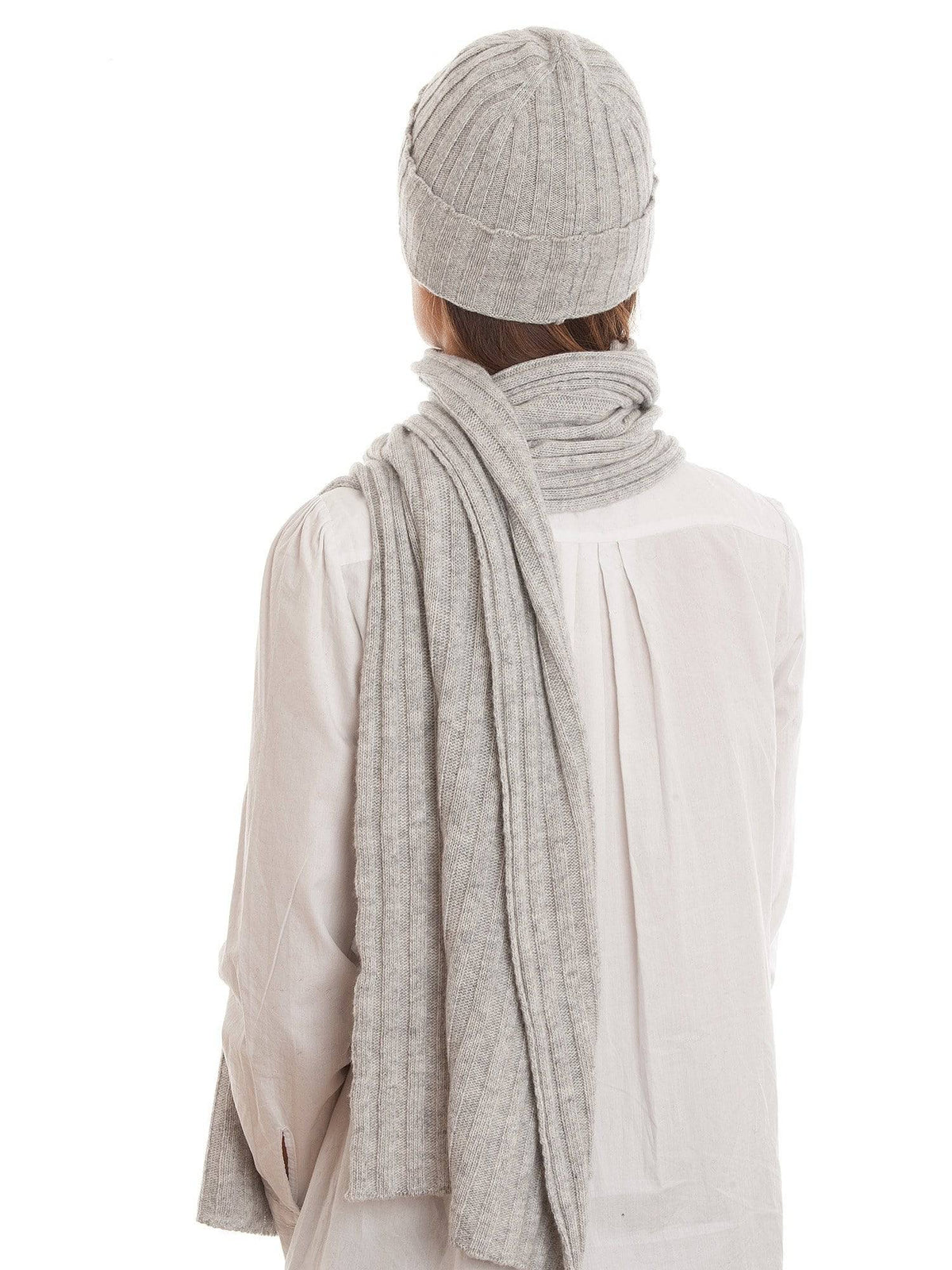 Cashmere blend scarf and beanie set, colour Grey | Dalle Piane Cashmere
