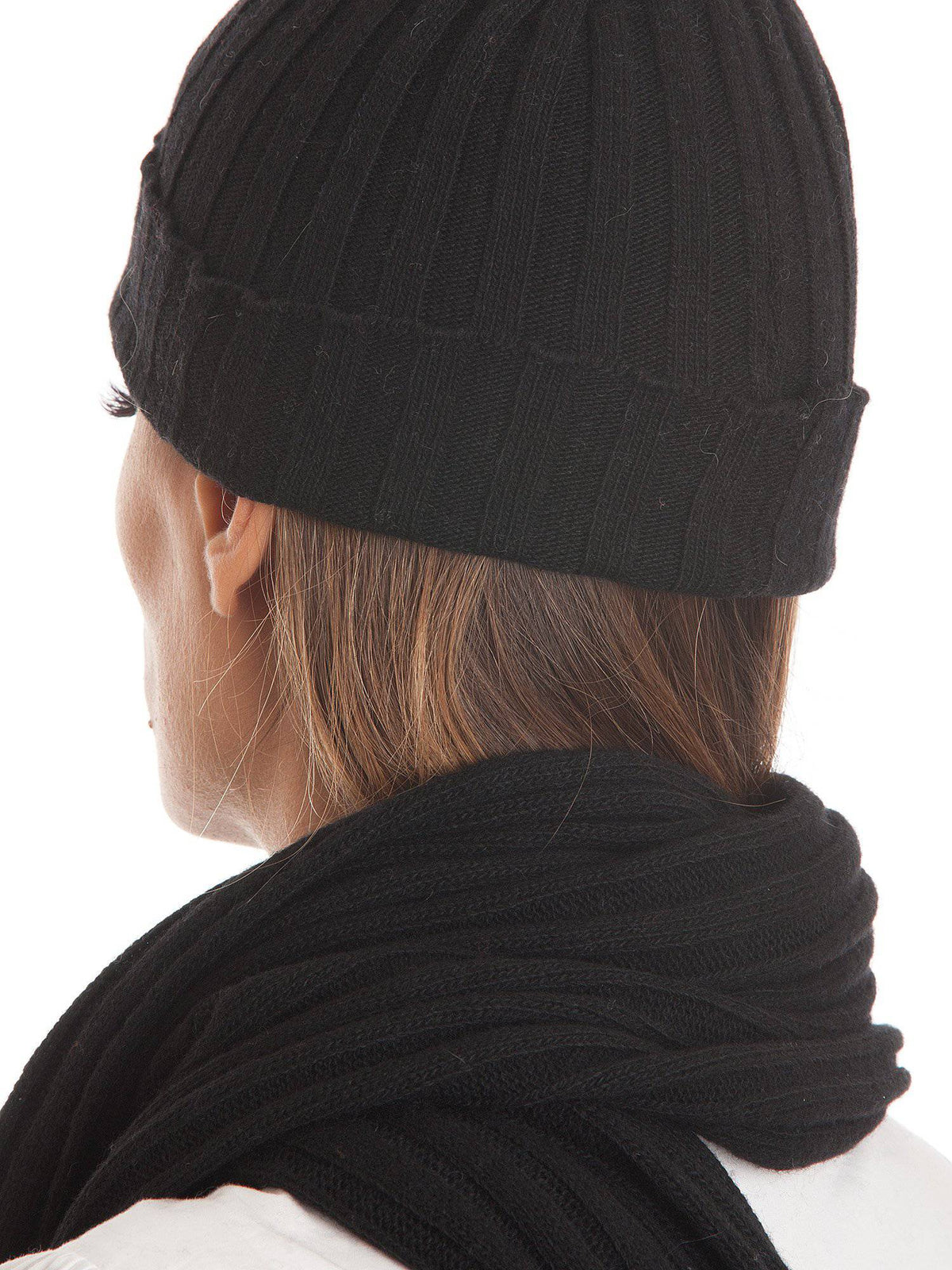 Cashmere blend scarf and beanie set, colour Blue, view 5 | Dalle Piane Cashmere