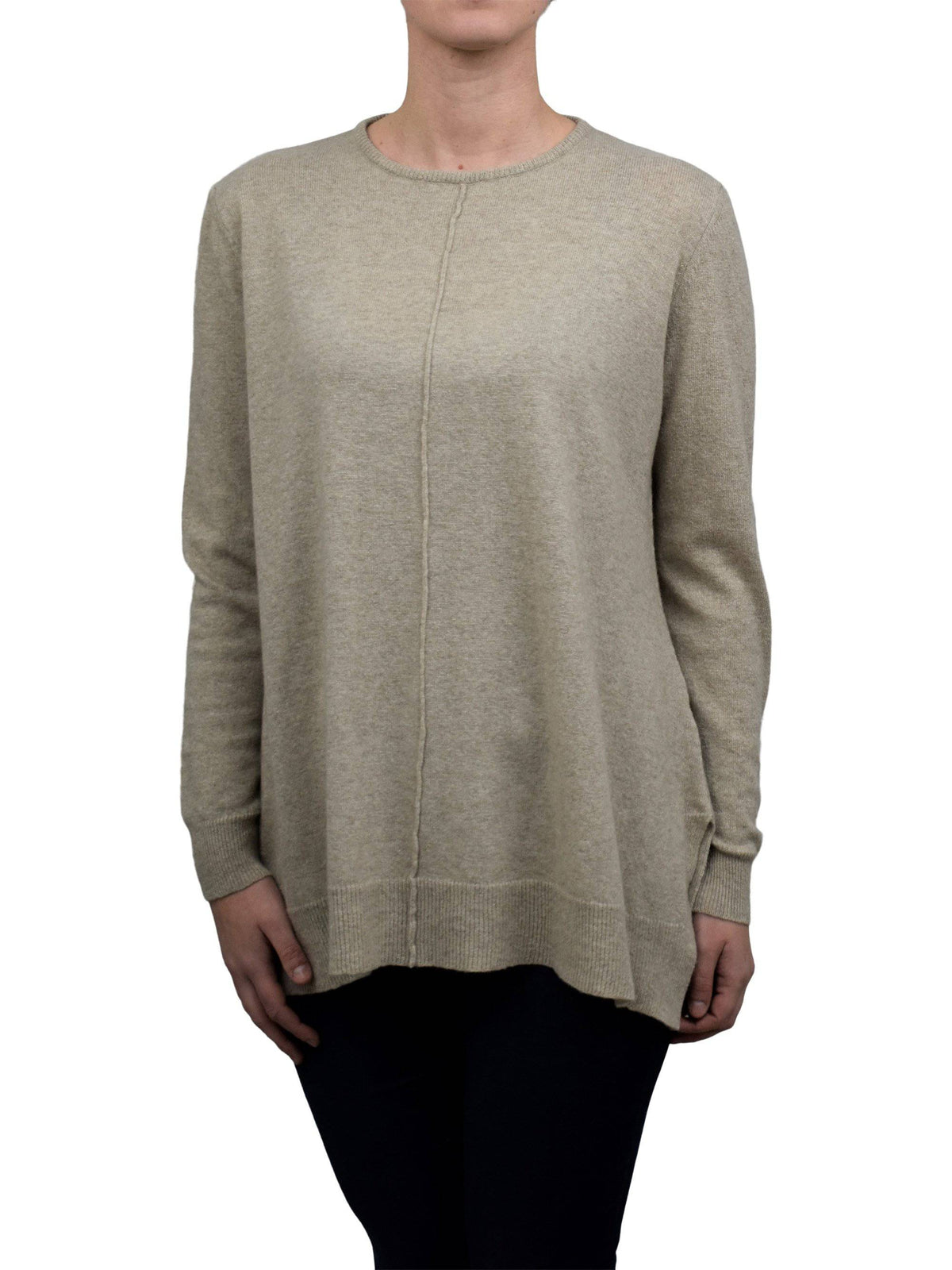 Women's A-line cashmere blend oversized sweater, colour Beige | Dalle Piane Cashmere