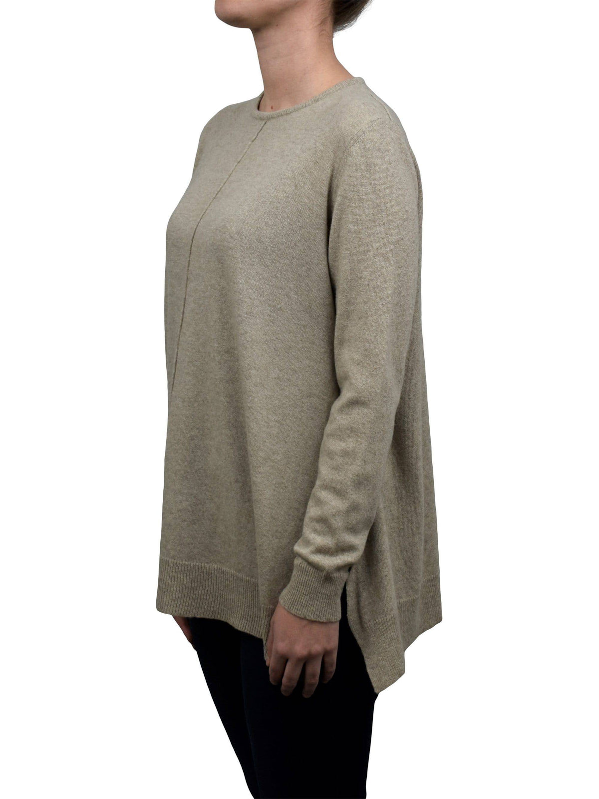 Women's A-line cashmere blend oversized sweater, colour Beige, view 2 | Dalle Piane Cashmere