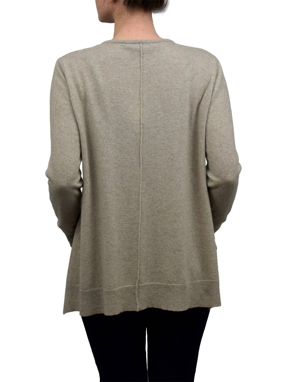 Women's A-line cashmere blend oversized sweater, colour Beige, view 3 | Dalle Piane Cashmere