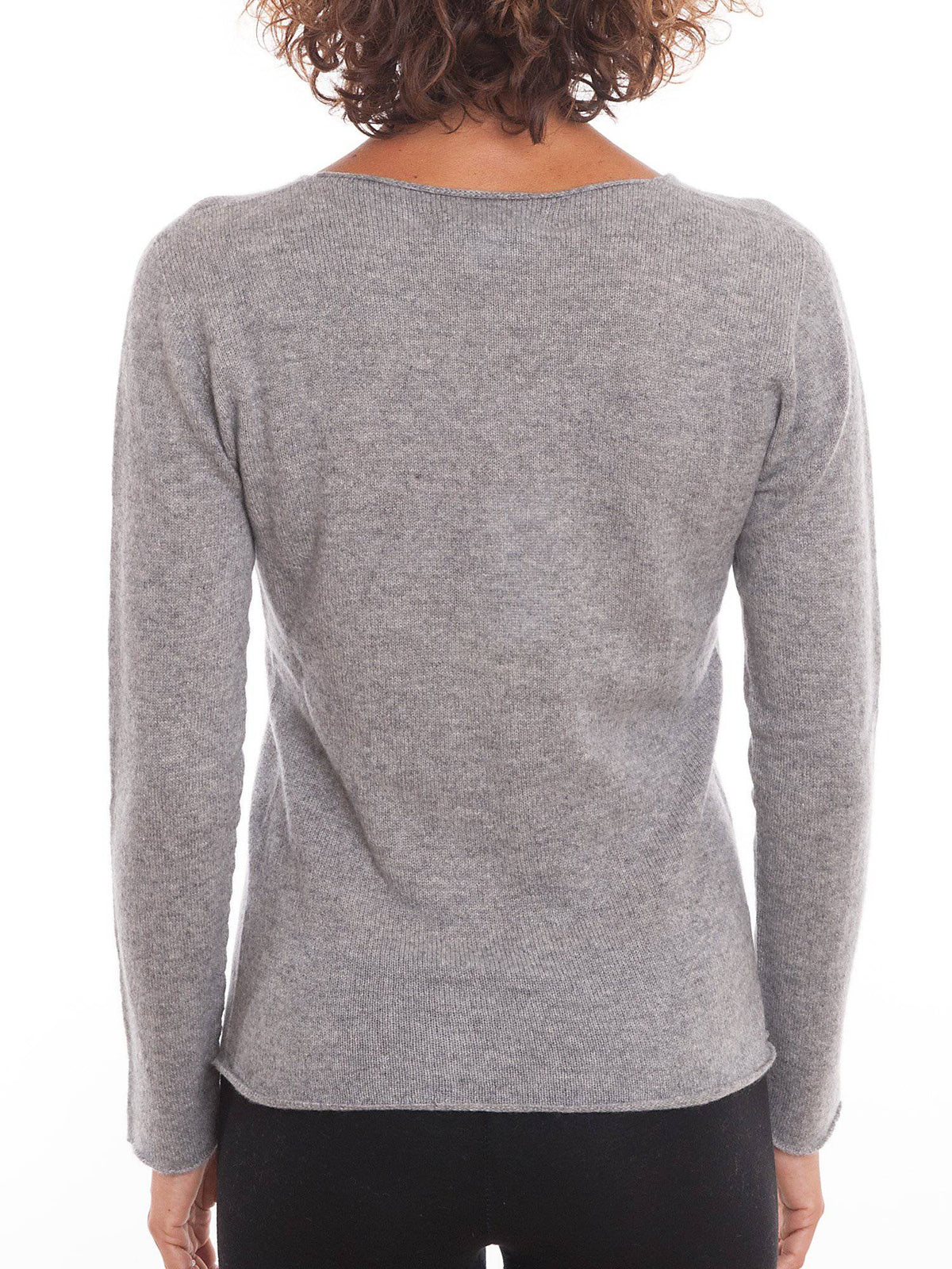 Women's 100% cashmere V-neck cardigan, colour Grey, view 4 | Dalle Piane Cashmere