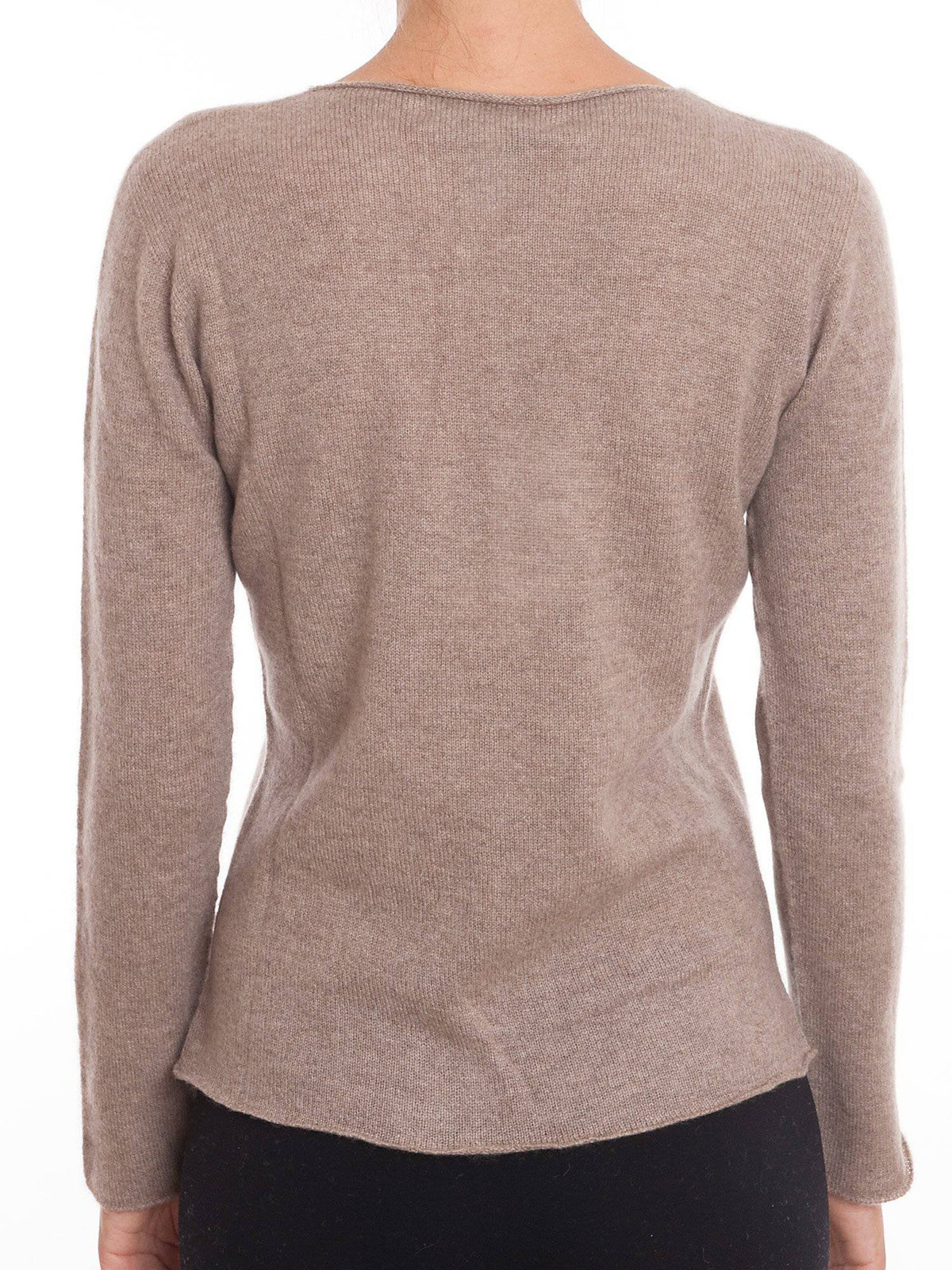 Women's 100% cashmere V-neck cardigan, colour Mink, view 2 | Dalle Piane Cashmere