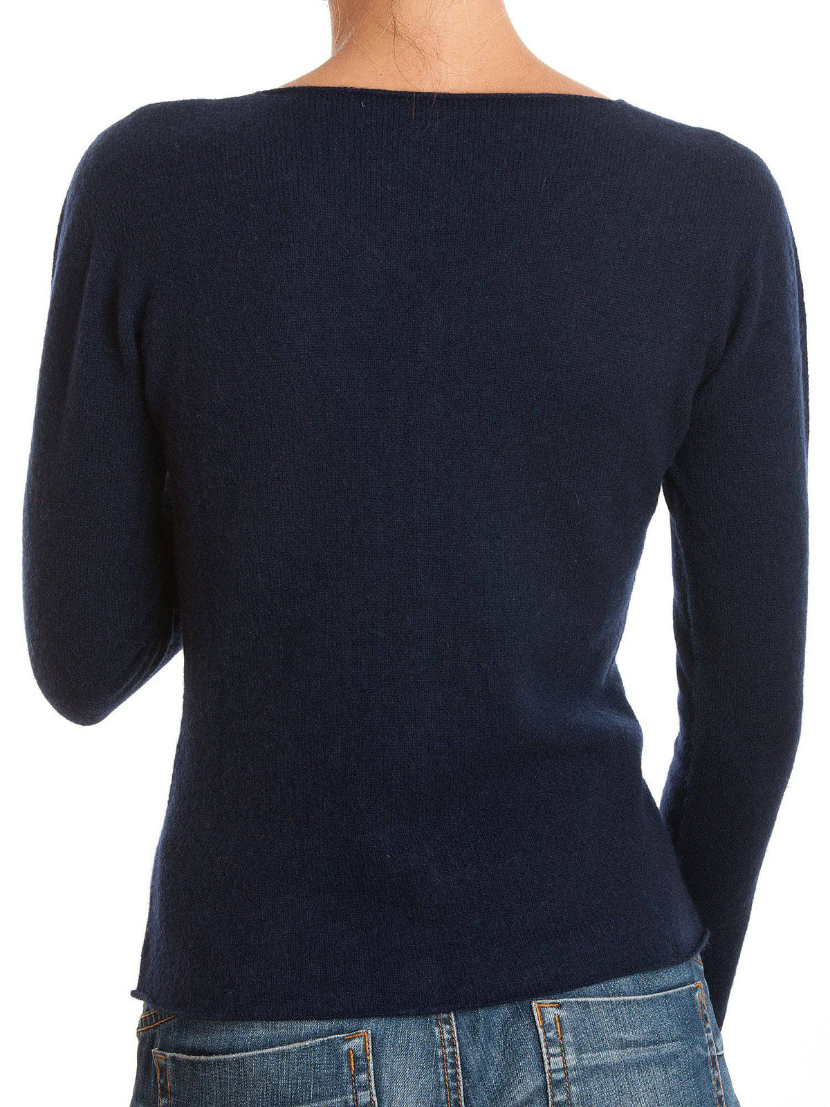 Women's 100% cashmere V-neck cardigan, colour Blue, view 4 | Dalle Piane Cashmere