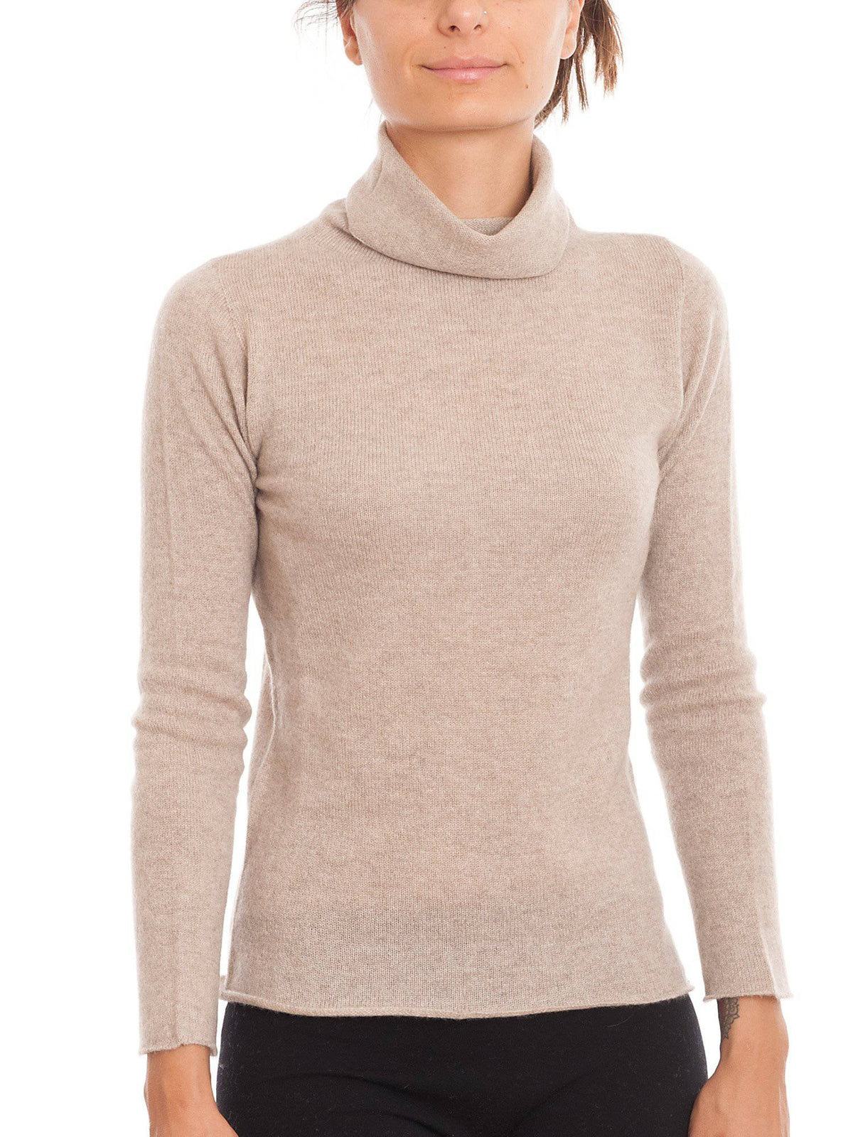 Women's 100% cashmere turtleneck, colour Beige | Dalle Piane Cashmere