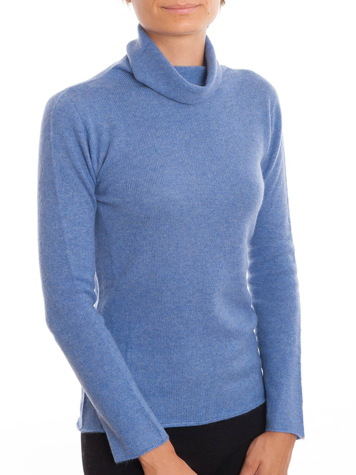 Women's 100% cashmere turtleneck, colour Light Blue | Dalle Piane Cashmere