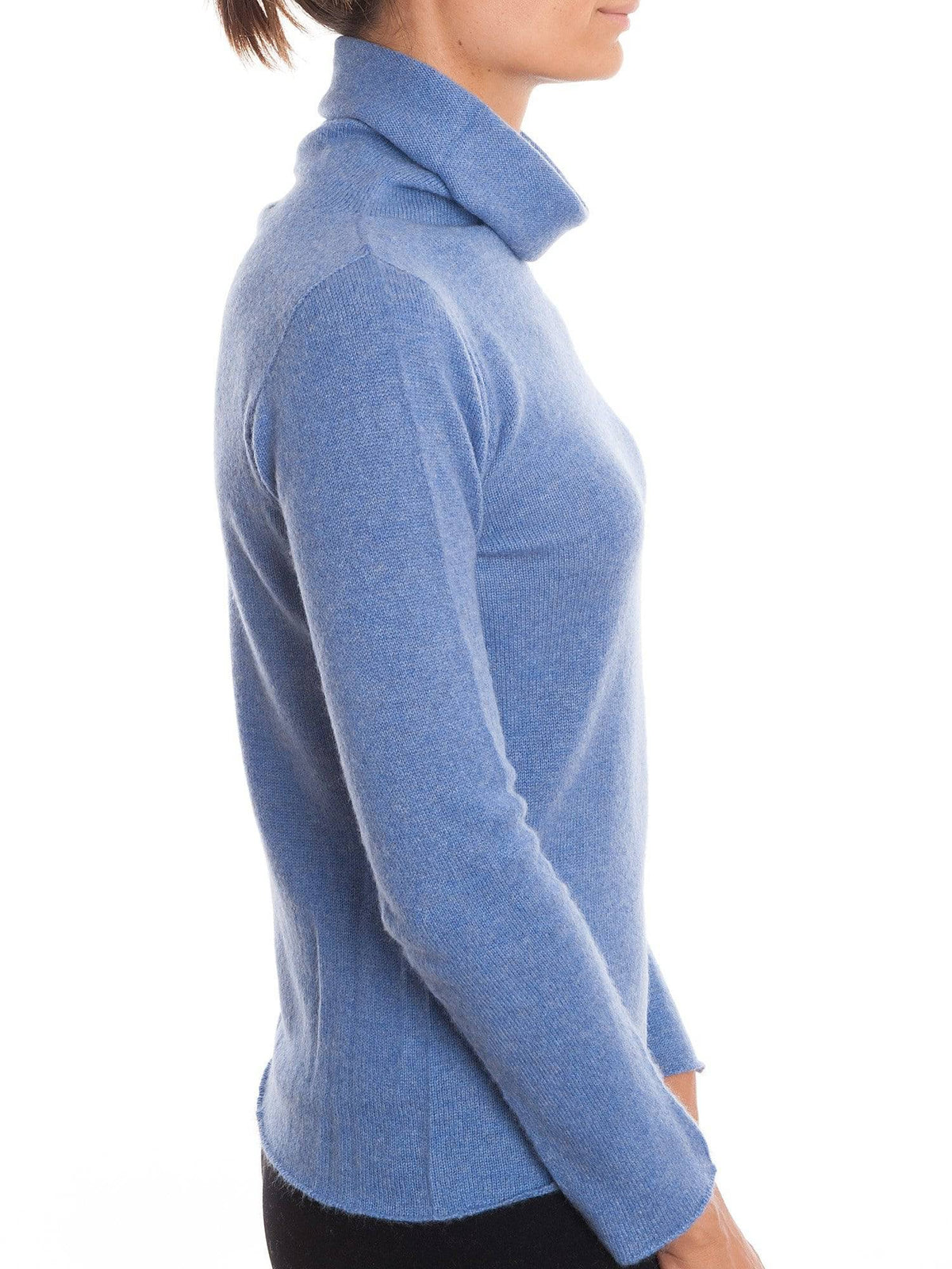 Women's 100% cashmere turtleneck, colour Light Blue, view 4 | Dalle Piane Cashmere