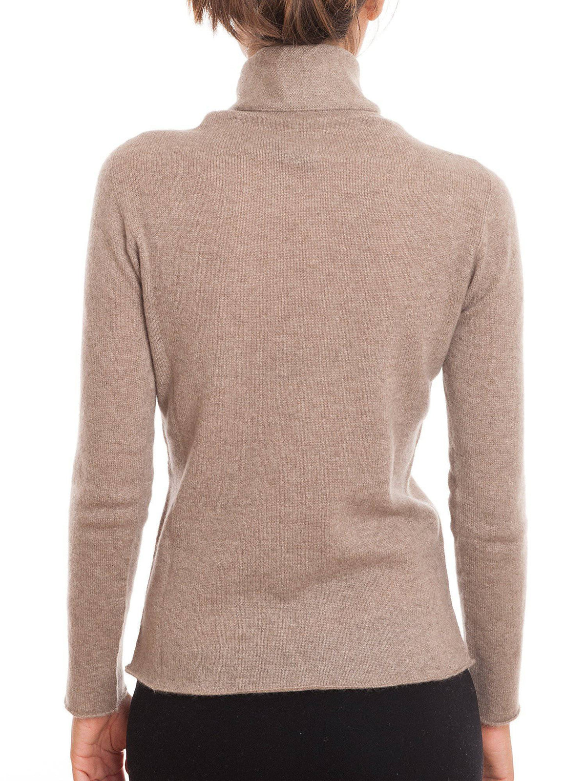 Women's 100% cashmere turtleneck, colour Mink, view 3 | Dalle Piane Cashmere